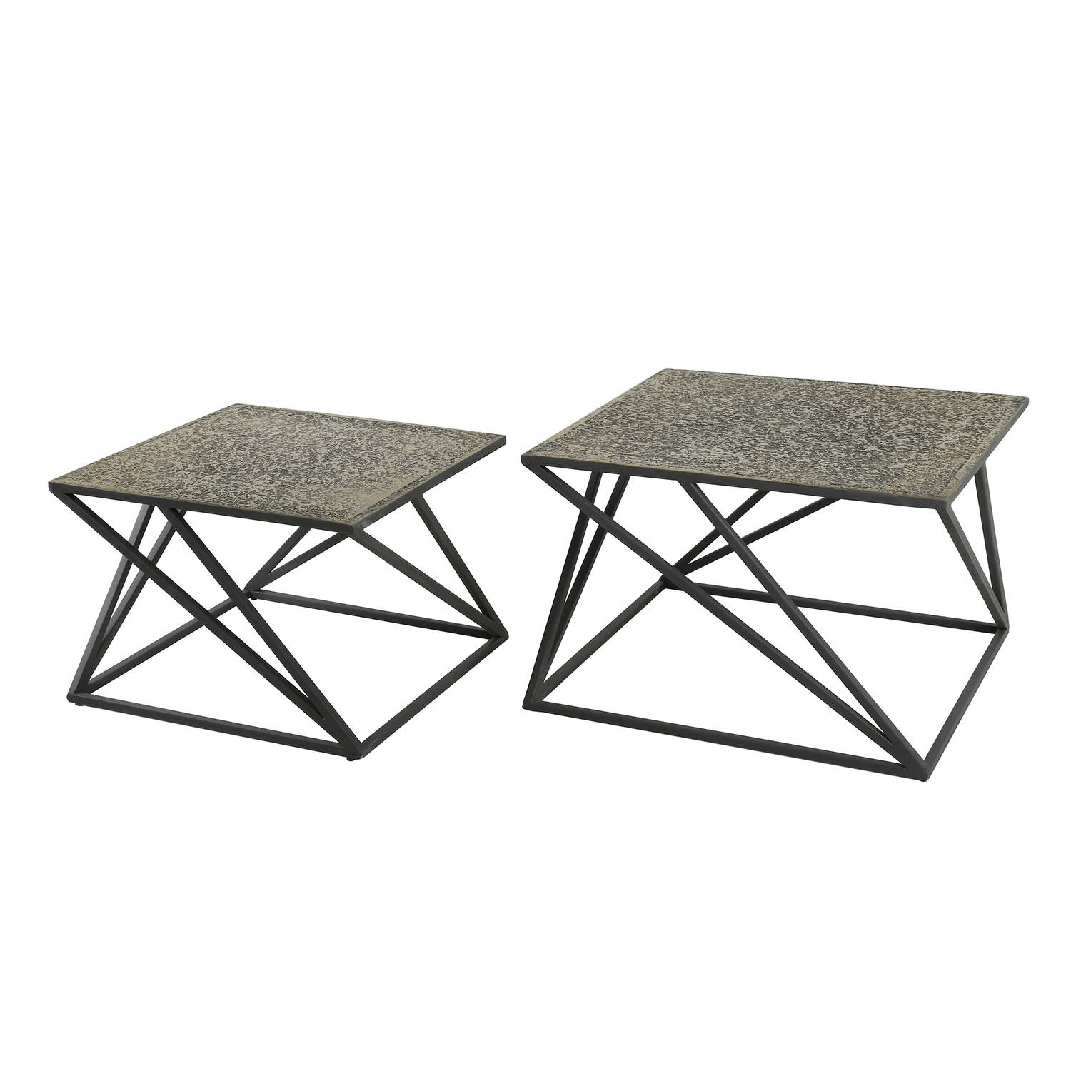 Salontafel Set van 2 - Brons - 40x60x60cm - Salontafel Cross Metallic Brons