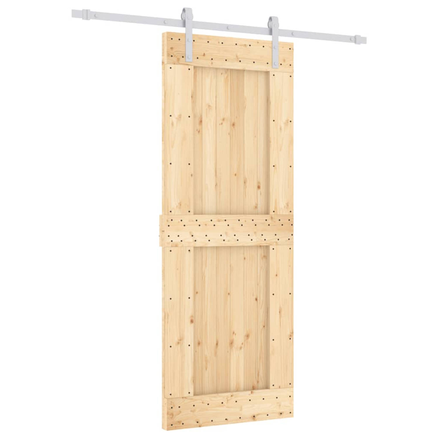 The Living Store Schuifdeur Massief Grenenhout - 80 x 3.6 x 210 cm - Stil en Ruimtebesparend