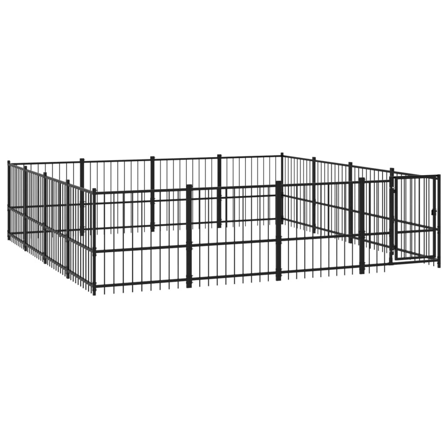 The Living Store Hondenhok Hondenkennel - 388 x 388 x 100 cm - Stalen stangen - Gepoedercoat staal