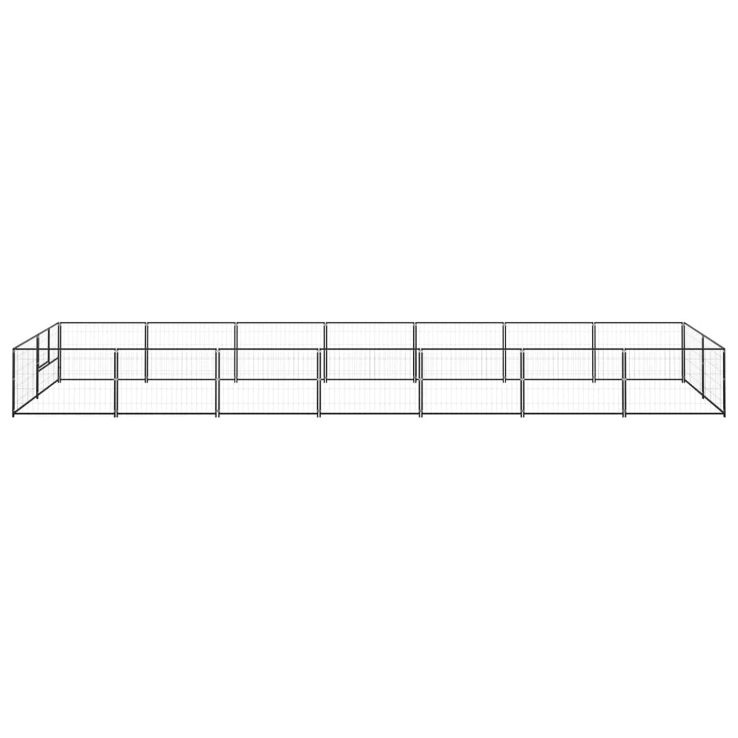 The Living Store Hondenkennel - Grote staaldraad buitenren - Zwart - 700x200x70cm