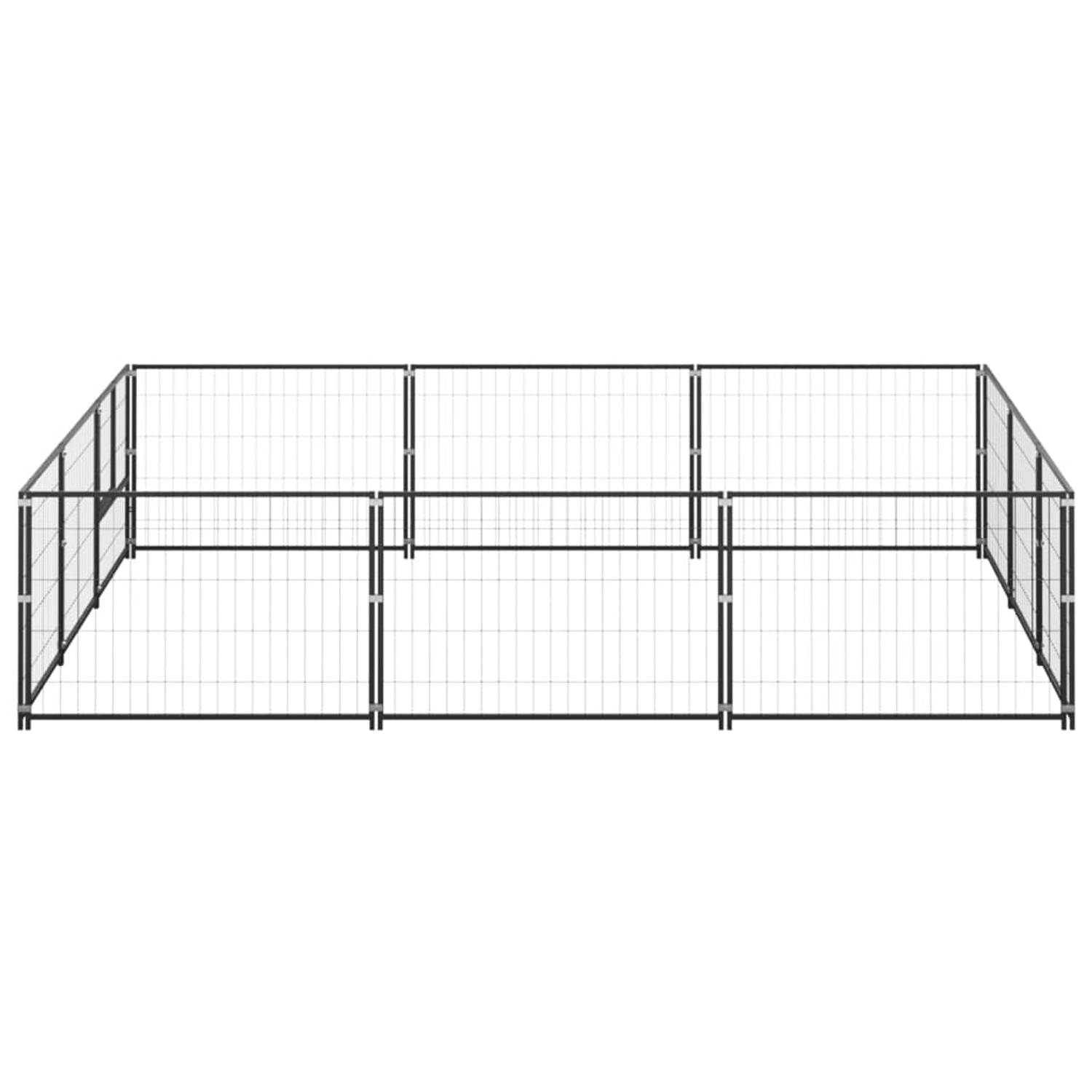The Living Store Hondenkennel - Grote buitenren 300x300x70 cm - Zwart staal