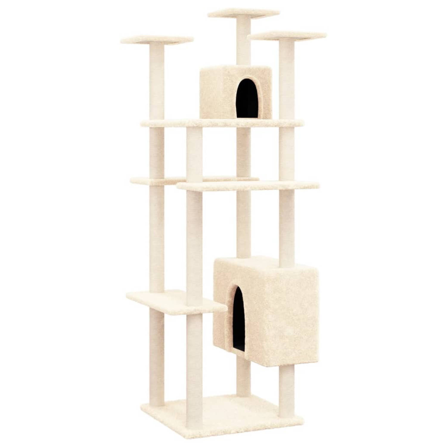 The Living Store Kattenboom - Meerdere Niveaus - 60x73x162cm - Comfortabel Pluche - Duurzaam Sisaltouw