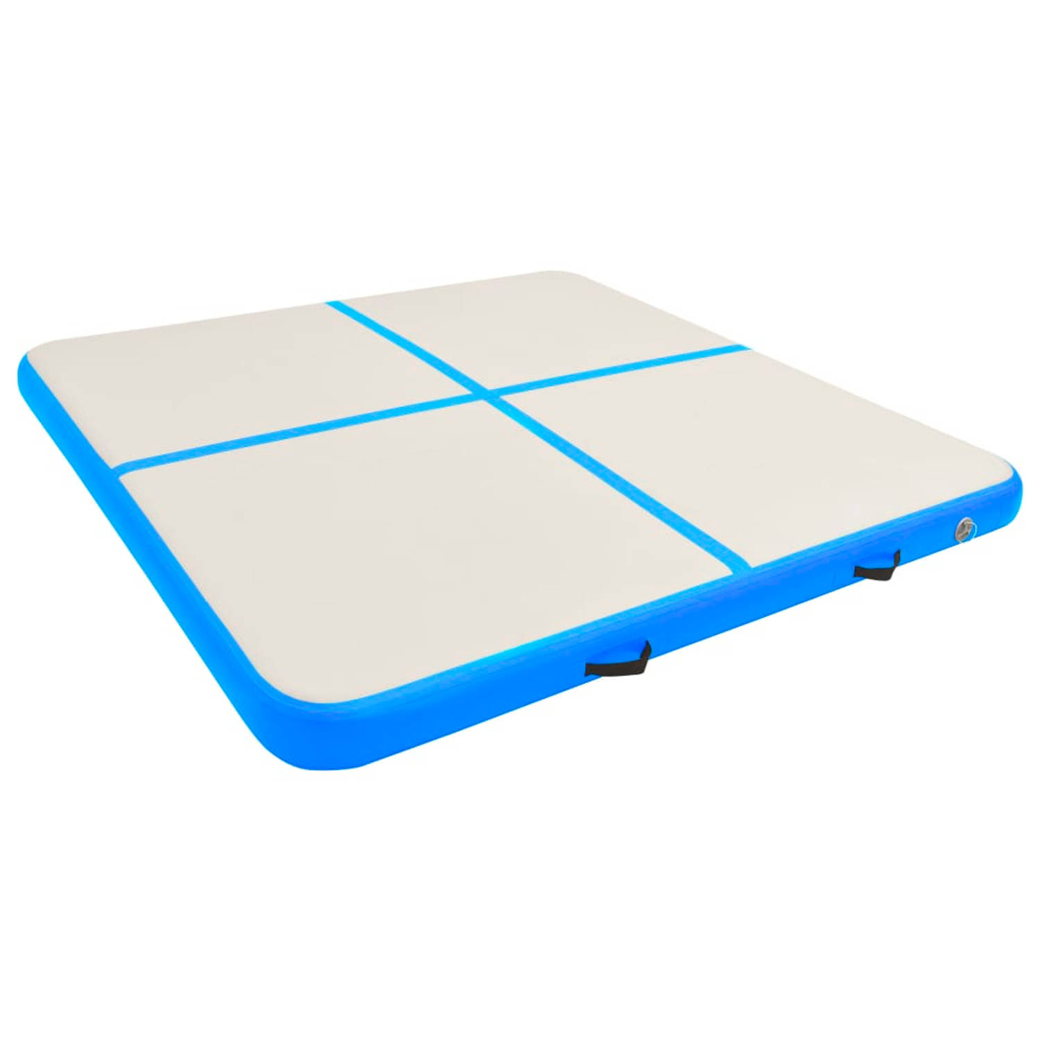 The Living Store Gymnastiekmat met pomp opblaasbaar 200x200x15 cm PVC blauw - Yogamat