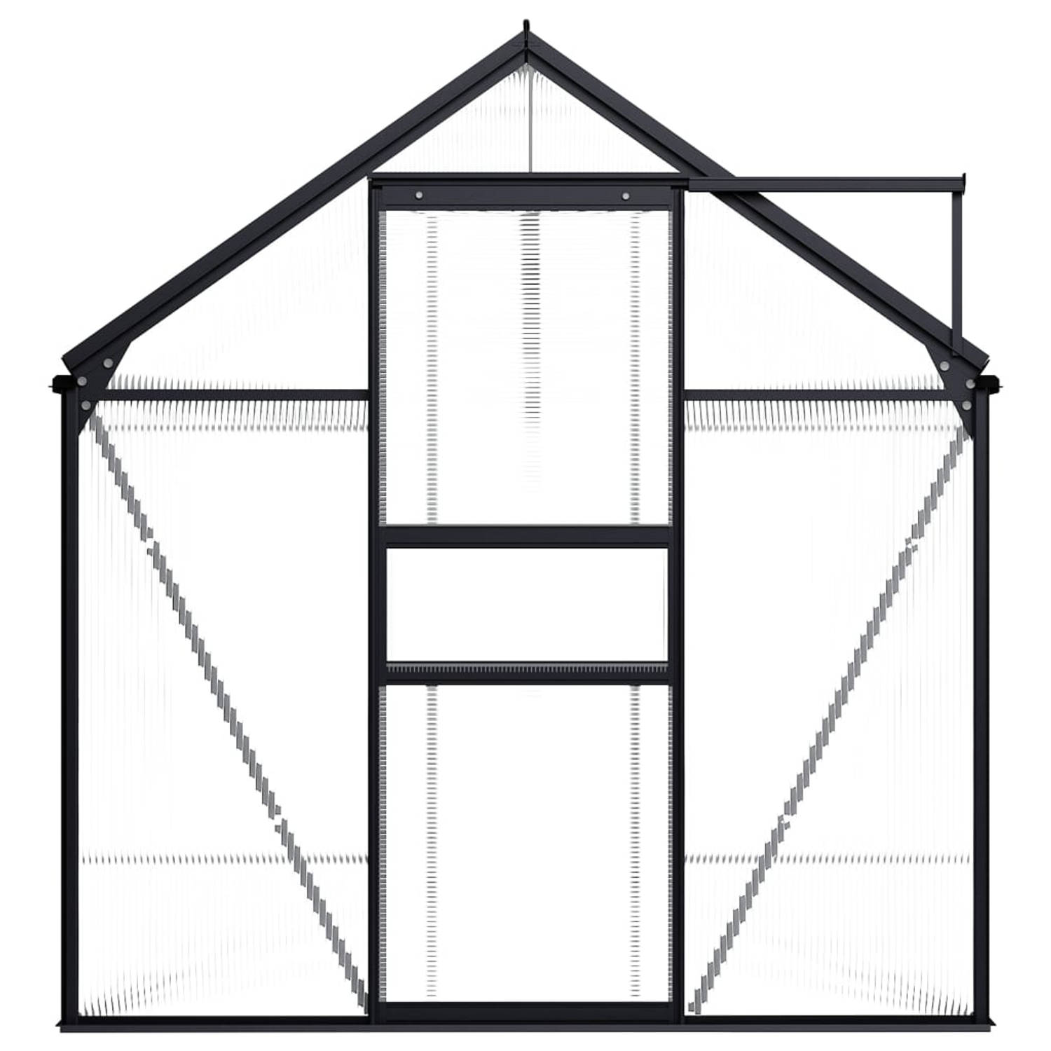The Living Store Kweekkas - Aluminium - 190 x 370 x 125/195 cm - 7.03 m² - polycarbonaat panelen