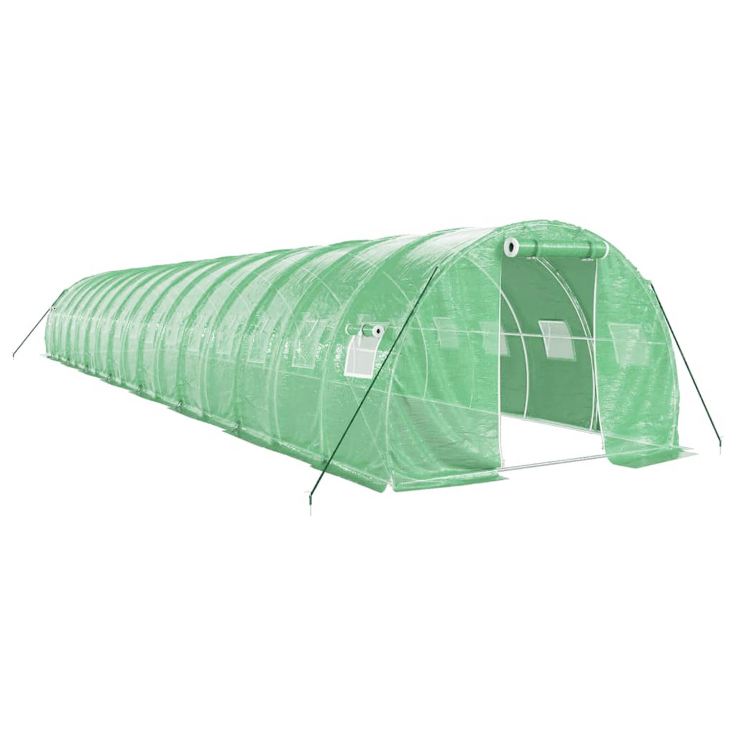 The Living Store Broeikas XXL - 16x3x2m - Groen - PE en gegalvaniseerd staal