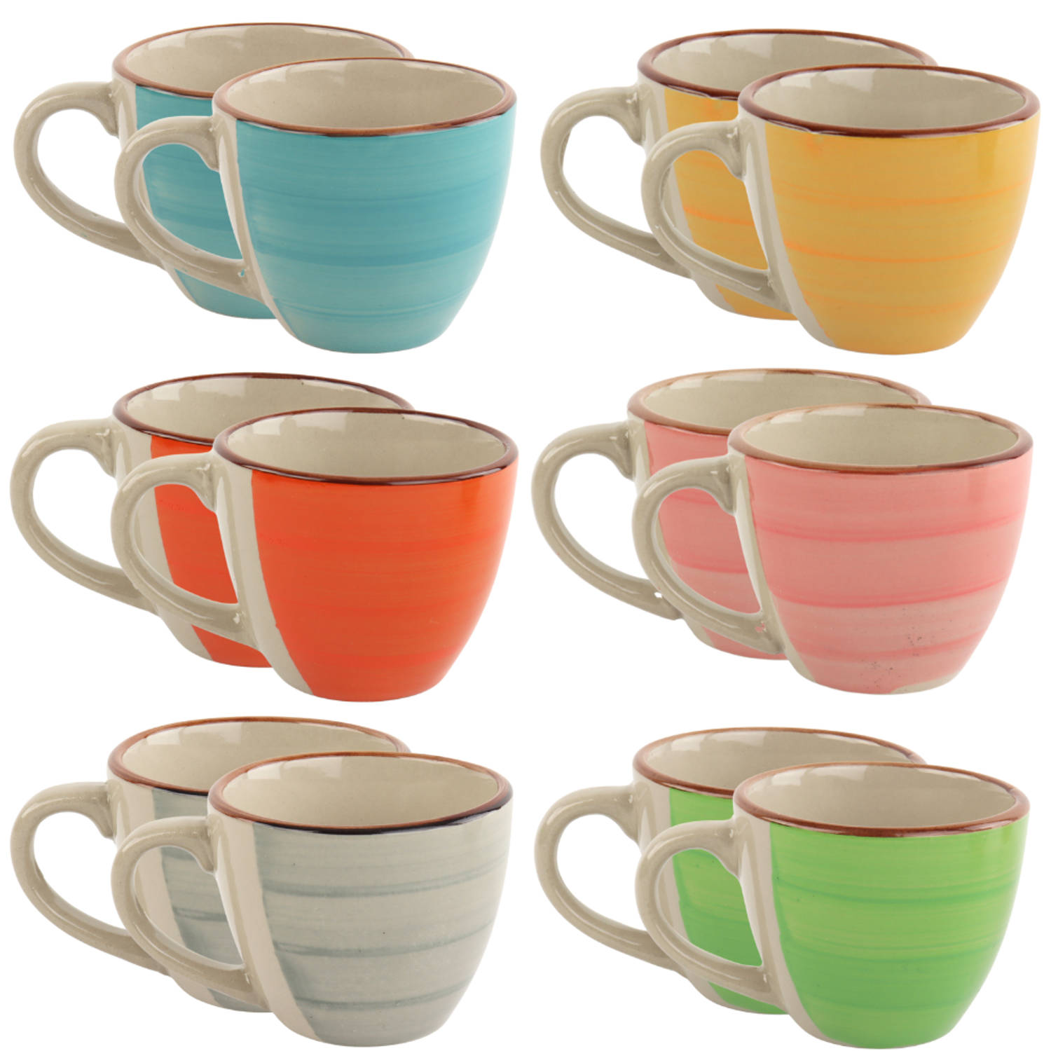 OTIX Espresso kopjes - Koffie - set van 12 - Meerdere kleuren - 90 ml - Aardewerk