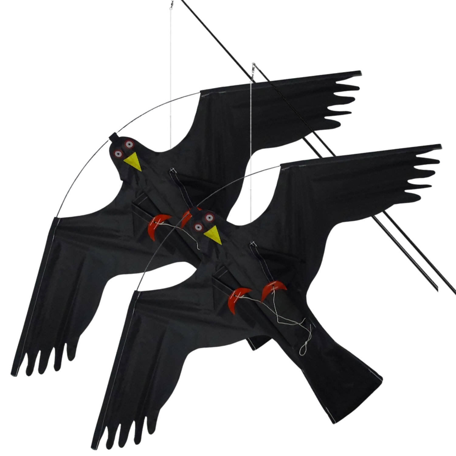 HIXA Vogelverjager - 7 Meter - 2 stuks - Duivenverjager - Vogelverschrikker - Kraaien - Kite - Zwart - Nylon