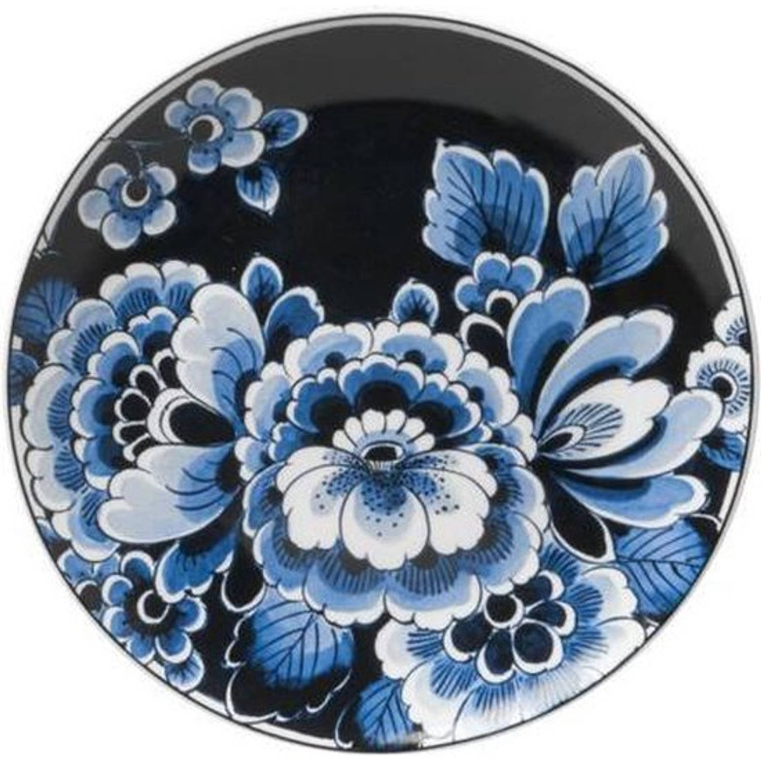 Bord bloem donker Heinen Delfts Blauw Wandbord Delfts Blauw bord Design