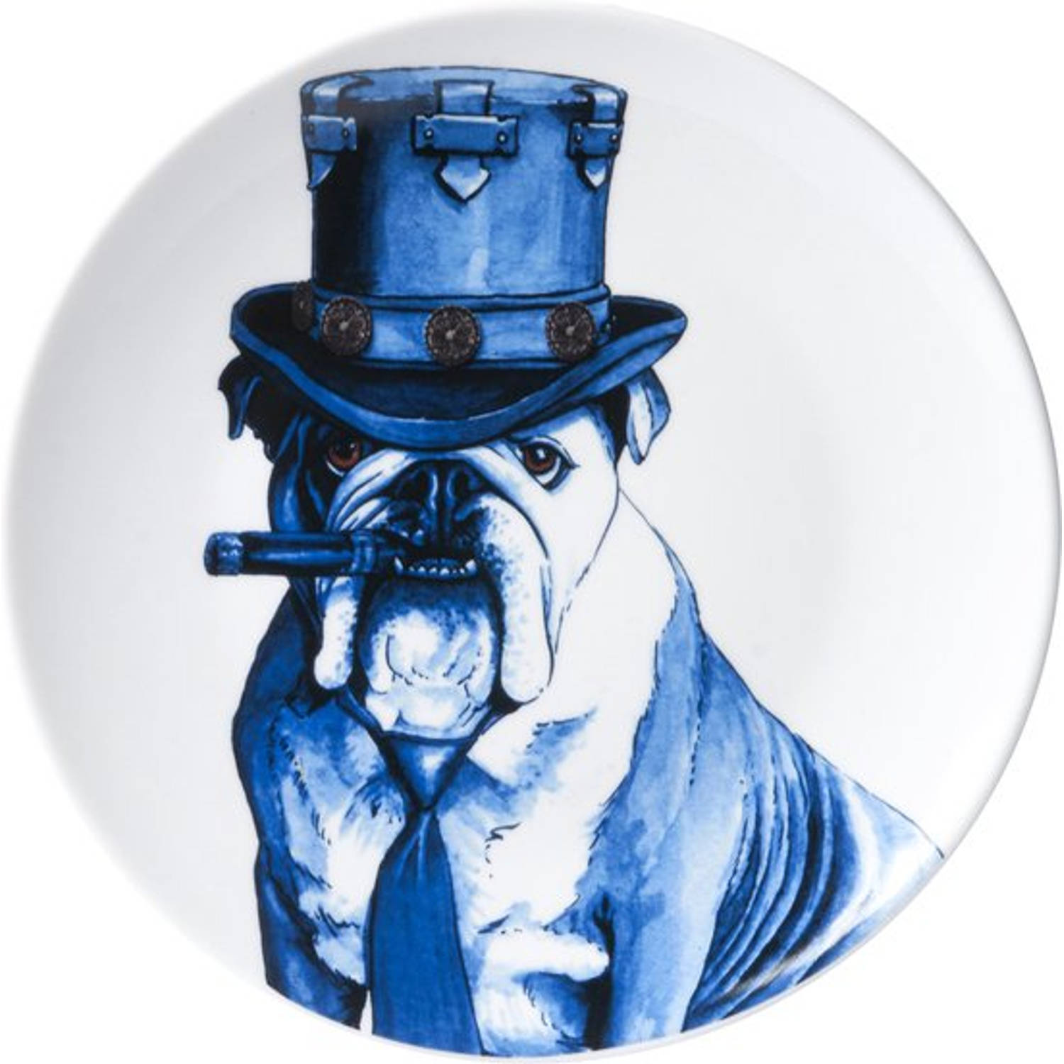 Bord Hond met sigaar Heinen Delfts Blauw Wandbord Delfts Blauw bord Design