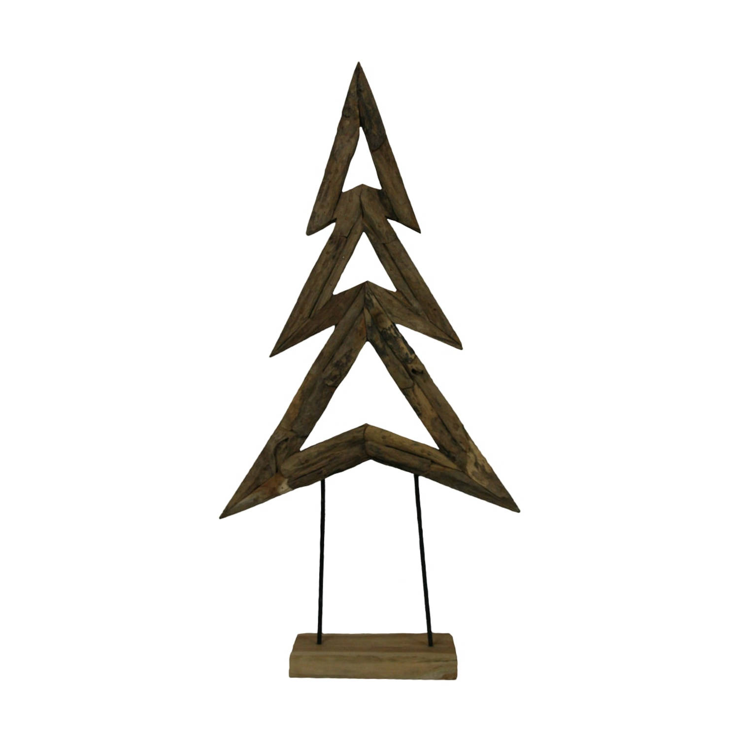 DKNC - Beeld kerstboom Yonkers - Teakhout - 78x22x150cm - Bruin