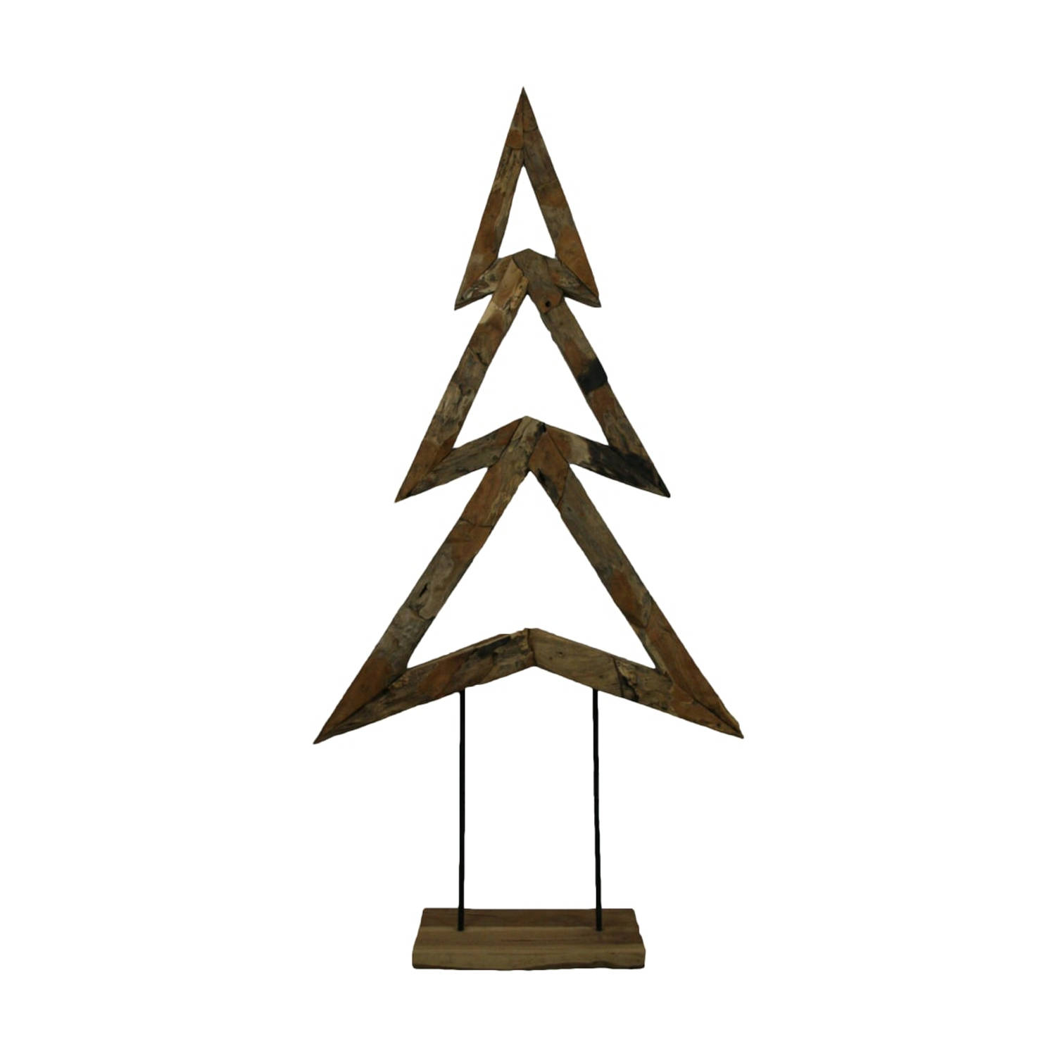 DKNC - Beeld kerstboom Yonkers - Teakhout - 117x30x230cm - Bruin