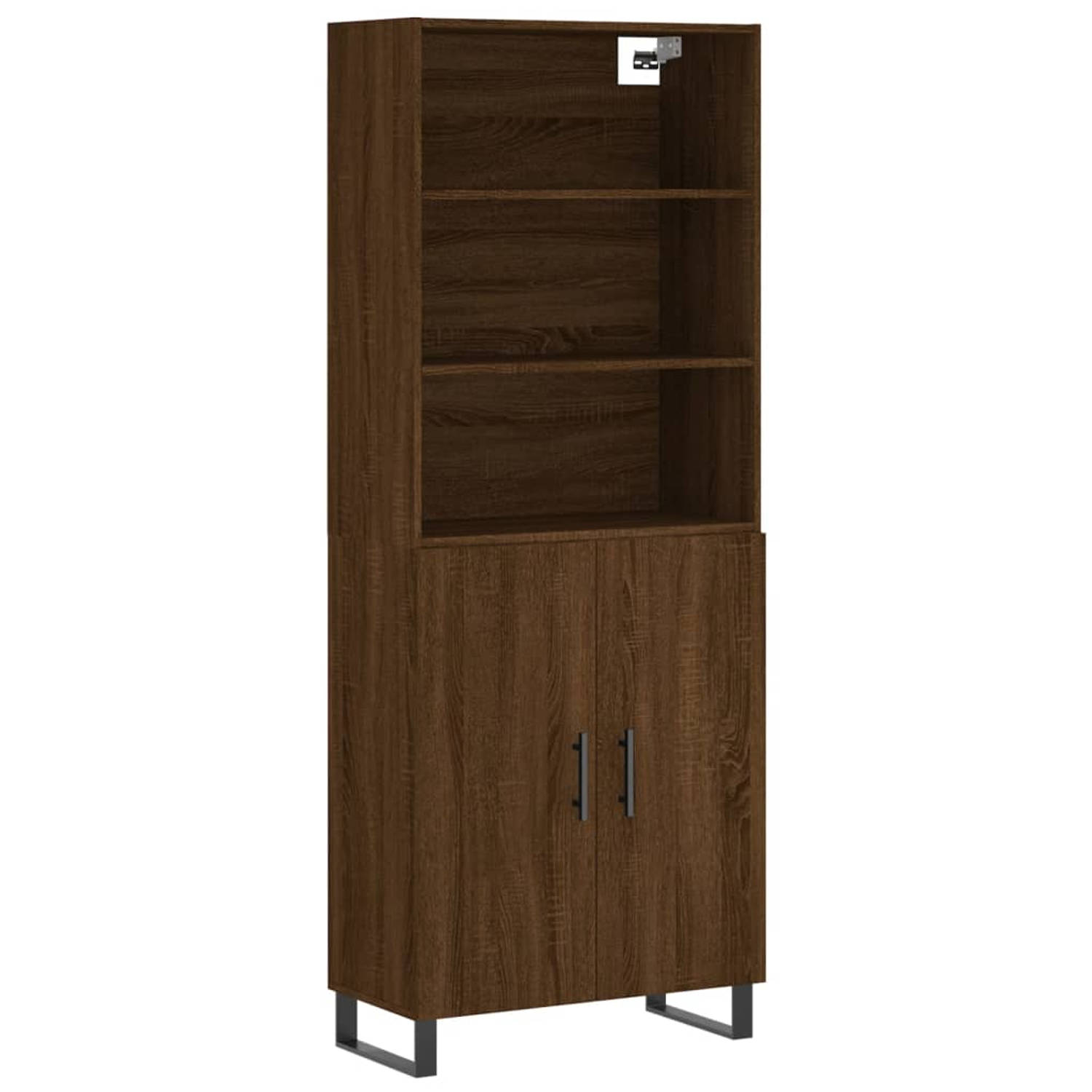 The Living Store Hoge Kast - Bruineiken - Bewerkt Hout - 69.5 x 34 x 180 cm