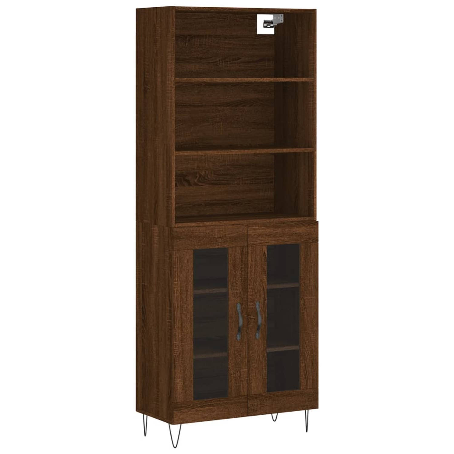 The Living Store Hoge kast 69-5x34x180 cm bewerkt hout bruineikenkleurig - Keukenkast