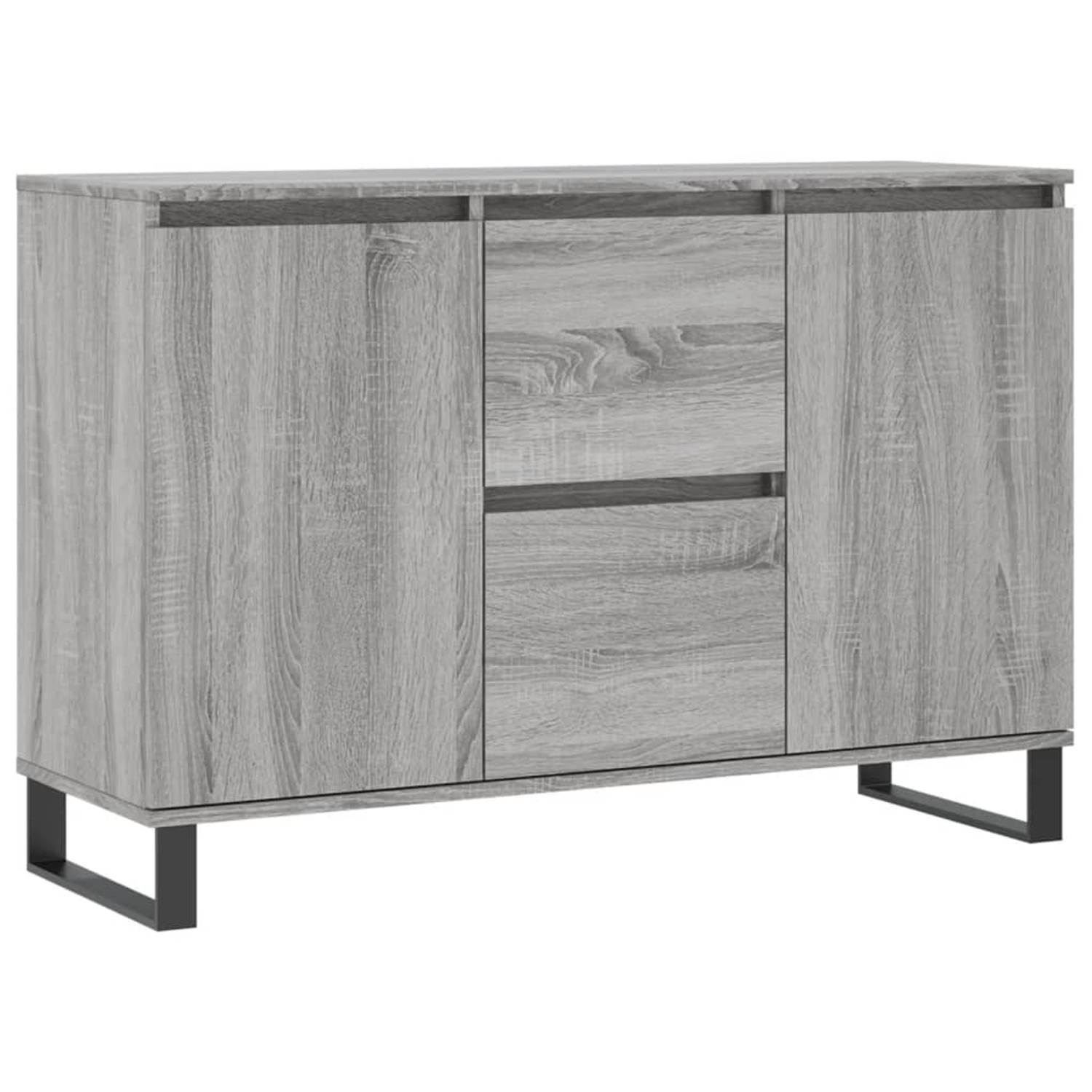 The Living Store Dressoir Meubel - 104x35x70 cm - Grijs Sonoma Eiken- Duurzaam bewerkt hout en ijzer