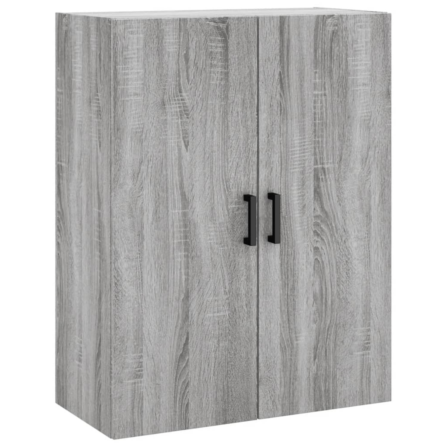 The Living Store Zwevende Opbergkast - Grijs Sonoma Eiken - 69.5 x 34 x 90 cm - Duurzaam hout