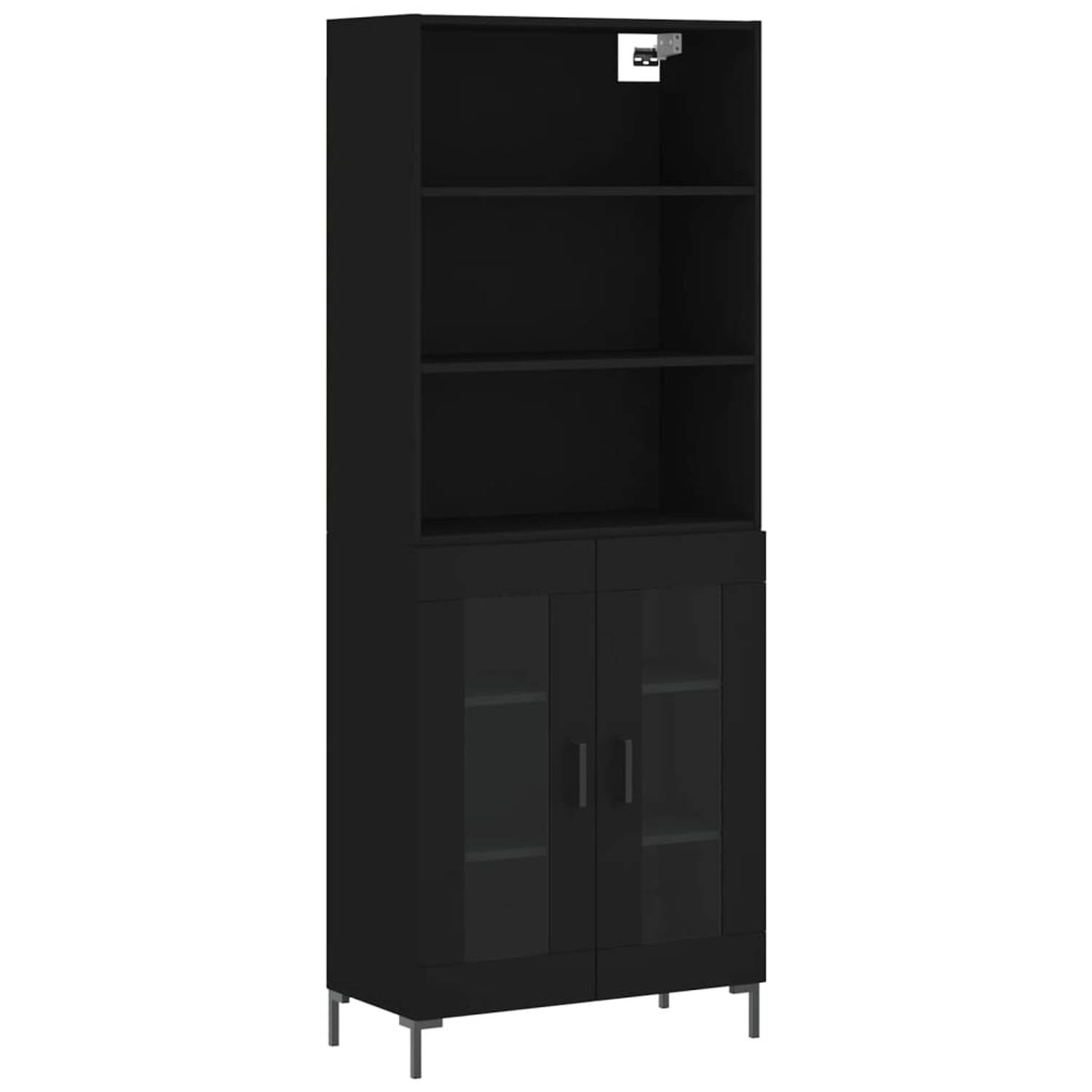 The Living Store Hoge Kast - Zwart - 69.5 x 34 x 180 cm - Duurzaam materiaal