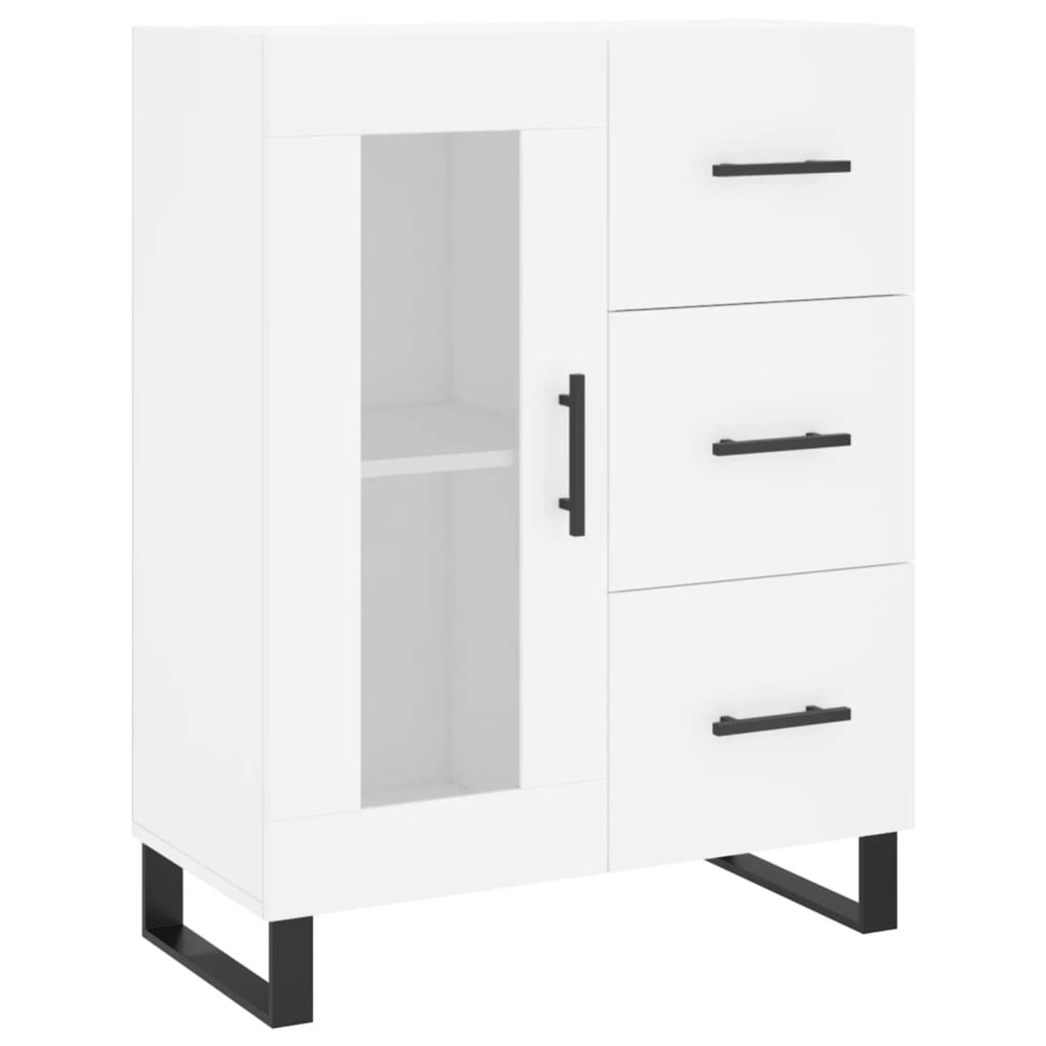 The Living Store Dressoir Industrial - 69.5 x 34 x 90 cm - Wit