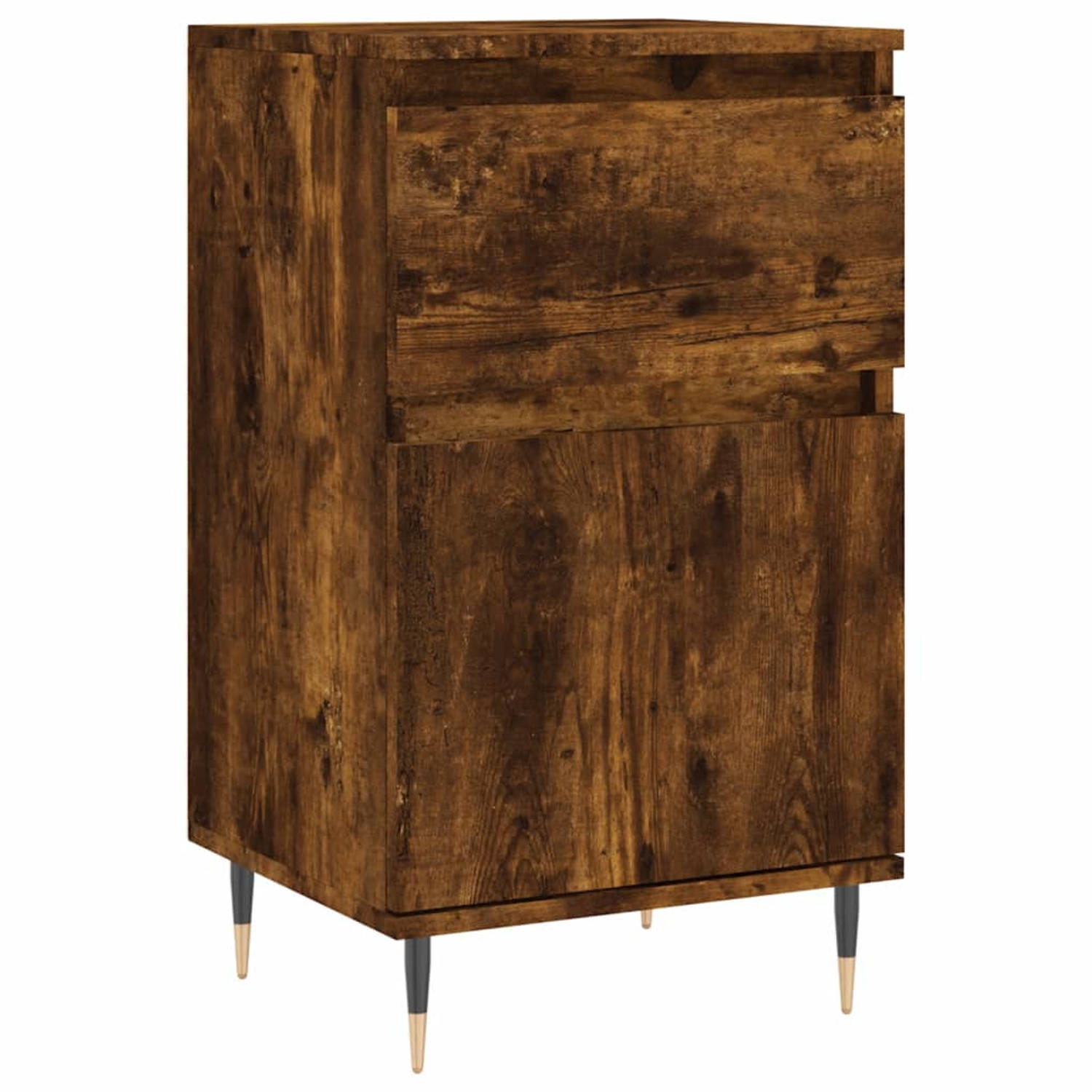 The Living Store Buffetkast - Gerookt Eiken - 40 x 35 x 70 cm (B x D x H) - Bewerkt Hout en IJzer