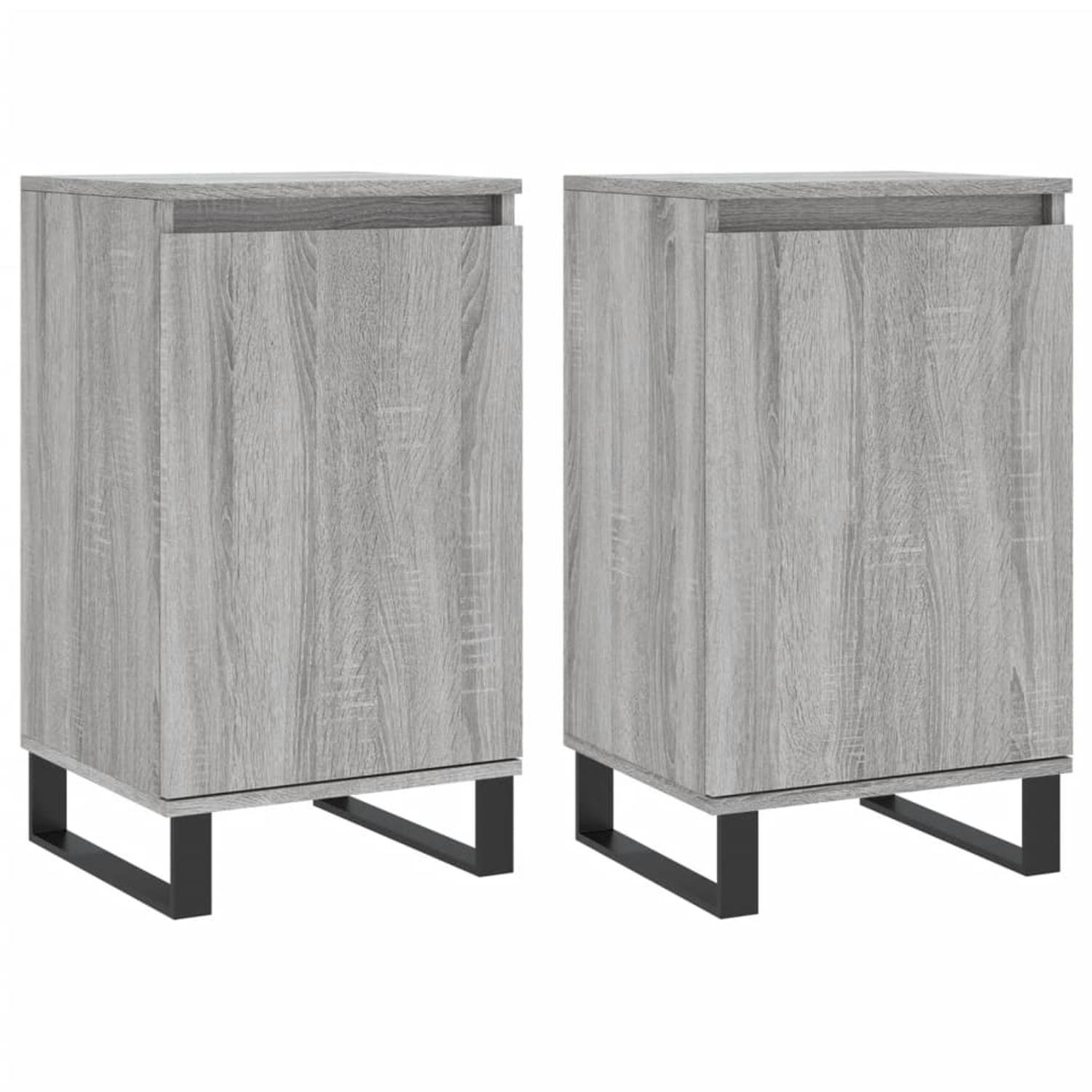 The Living Store Dressoir - Grey Sonoma Oak - 40 x 35 x 70 cm - Durable Wood - Metal