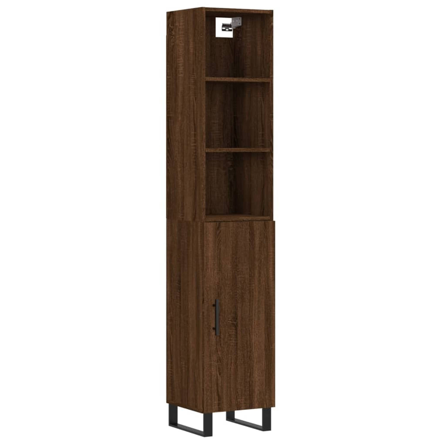 The Living Store Hoge Kast - Bruineiken - Bewerkt Hout - 34.5 x 34 x 180 cm - Veilig