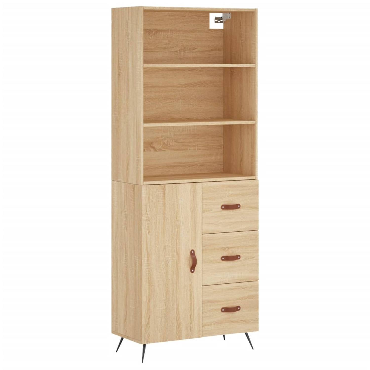 The Living Store Hoge kast - sonoma eiken - 69.5 x 34 x 180 cm - Duurzaam materiaal