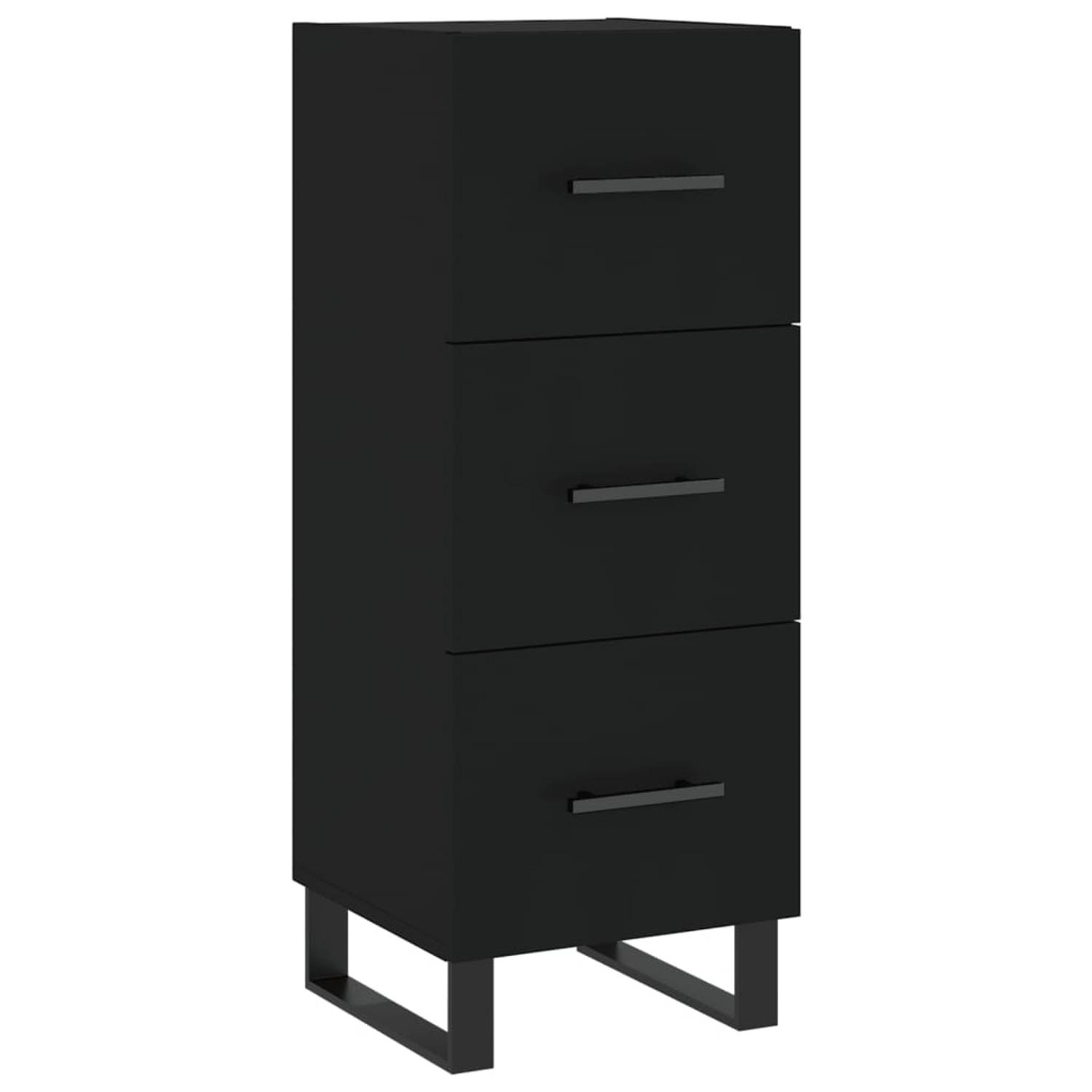 The Living Store Dressoir 34-5x34x90 cm bewerkt hout zwart - Keukenkast