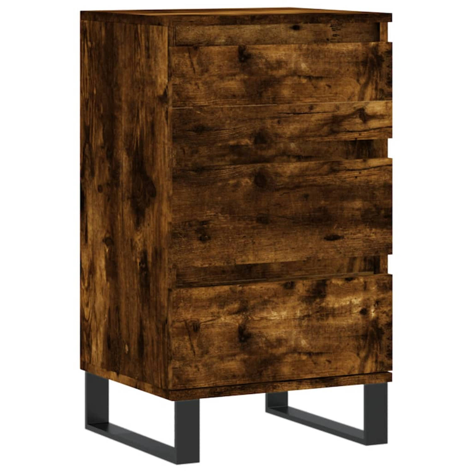 The Living Store Bijzetkast - Gerookt eiken - 40x35x70 cm - Bewerkt hout en metaal