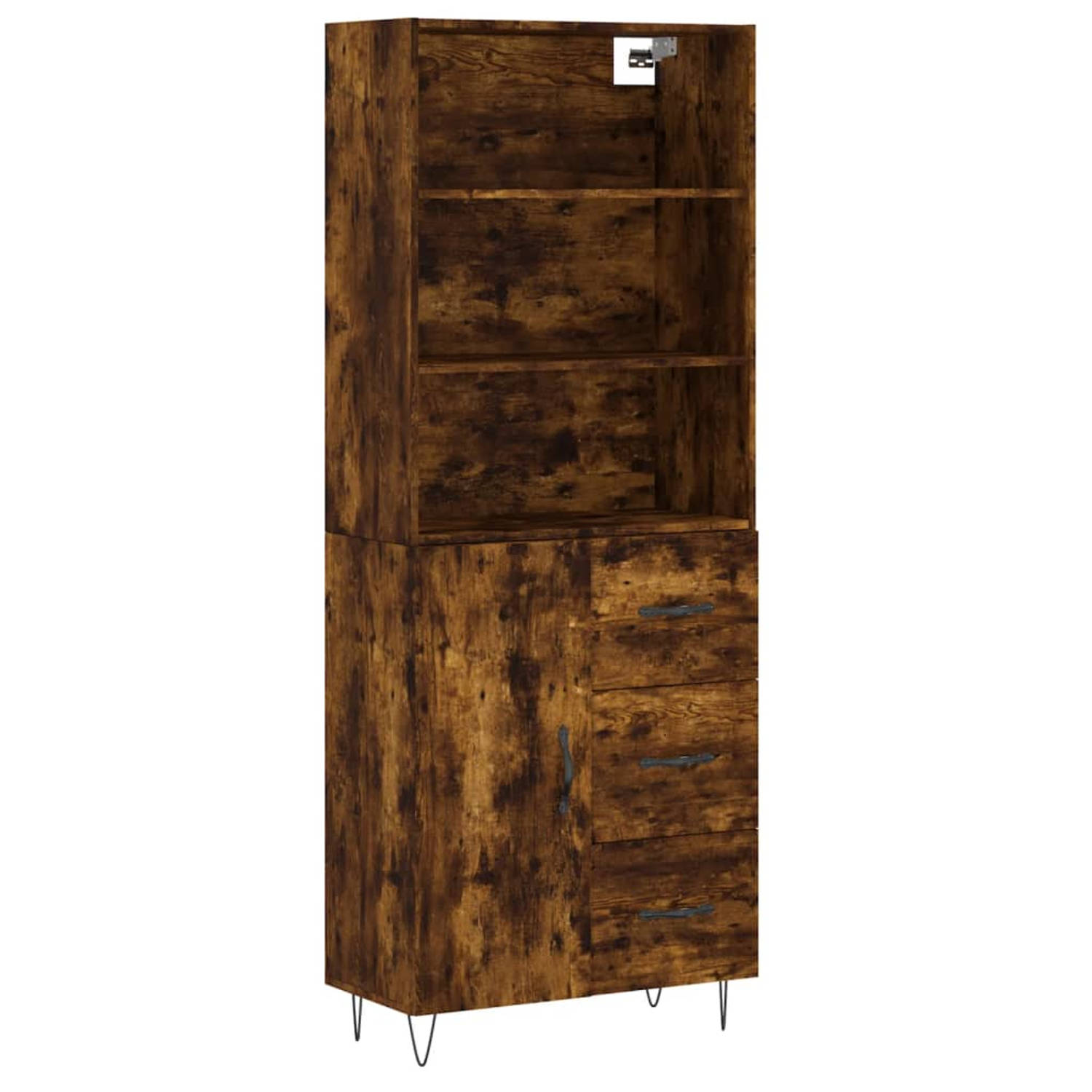 The Living Store Opbergkast - Gerookt Eiken - 69.5 x 34 x 180 cm (B x D x H)