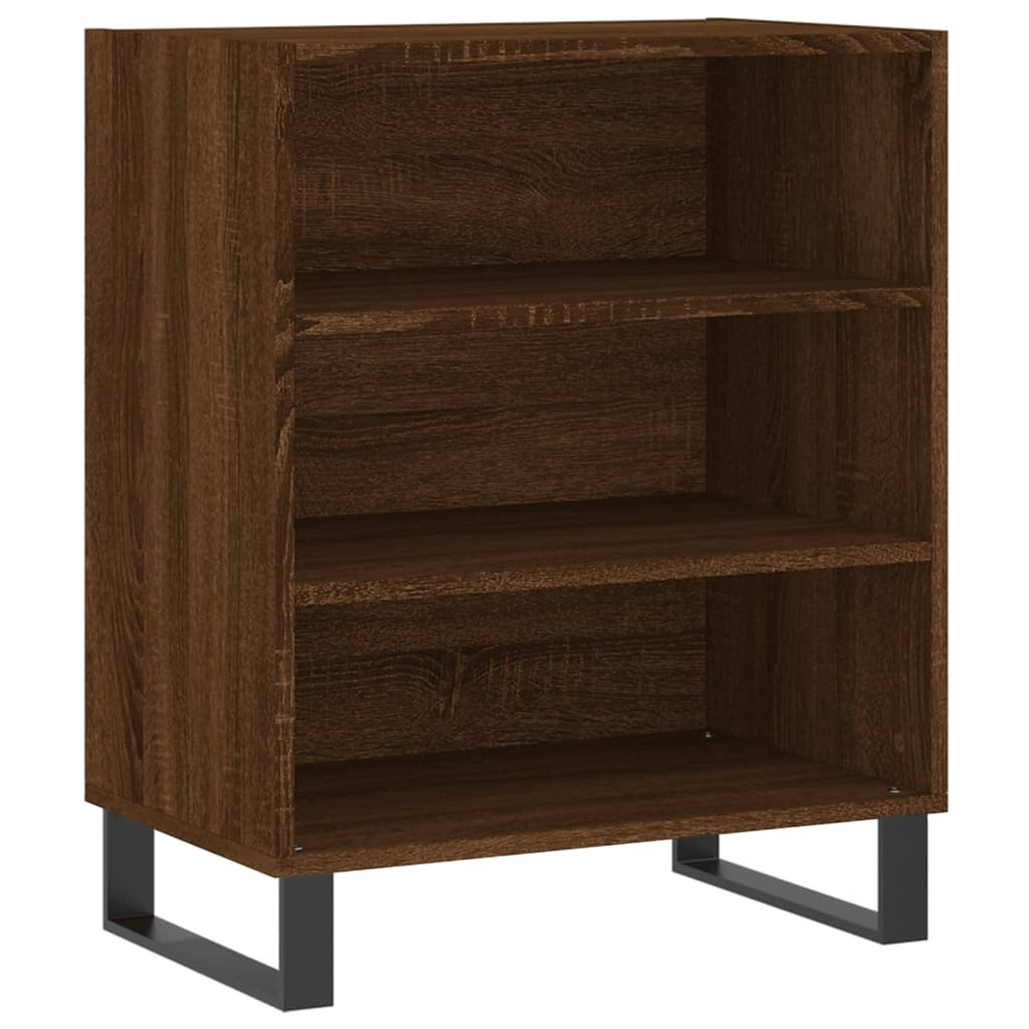 The Living Store Buffetkast - Bruineiken - 57 x 35 x 70 cm - Bewerkt hout en ijzer