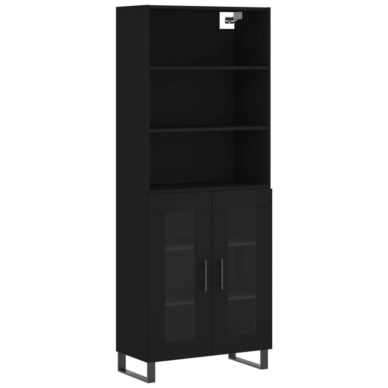 The Living Store Hoge kast - opbergkast 69.5 x 34 x 180 cm - zwart