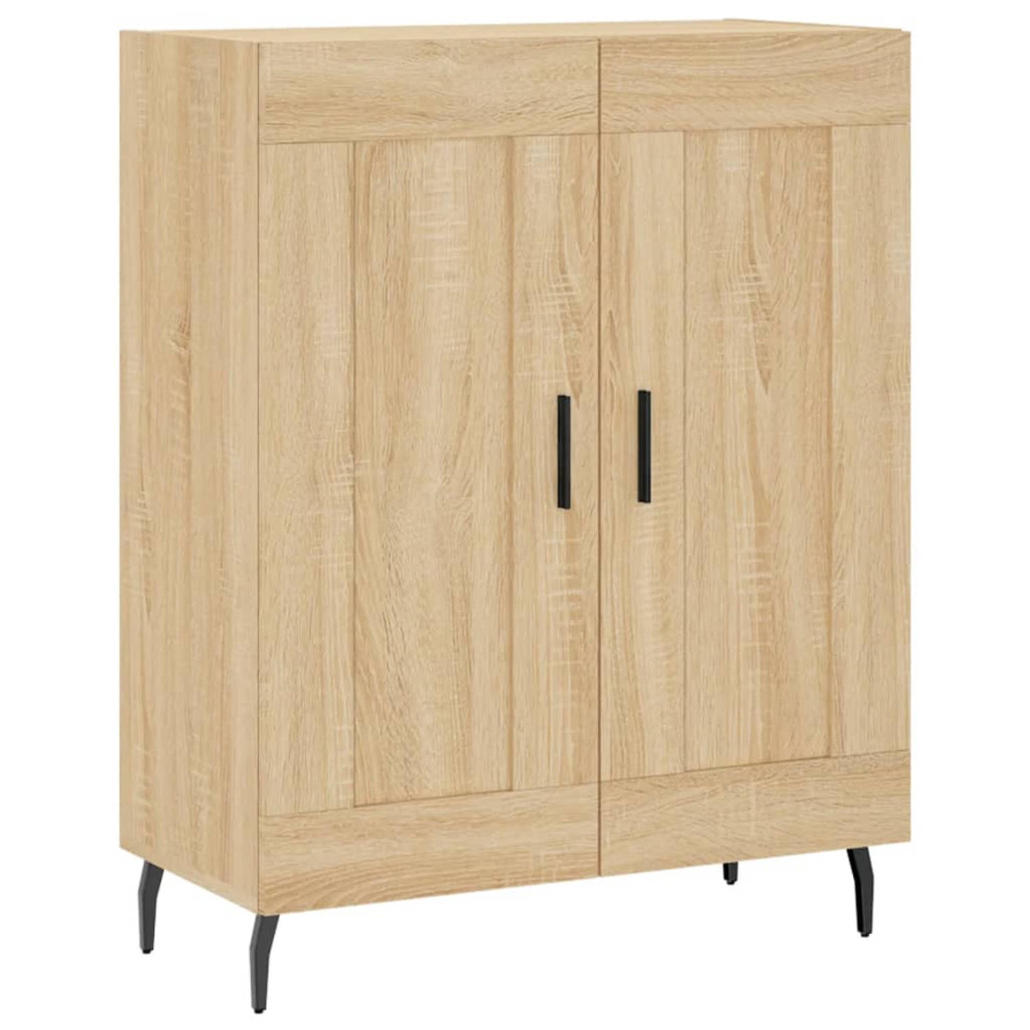 The Living Store-Dressoir-69-5x34x90-cm-bewerkt-hout-sonoma-eikenkleurig - Keukenkast