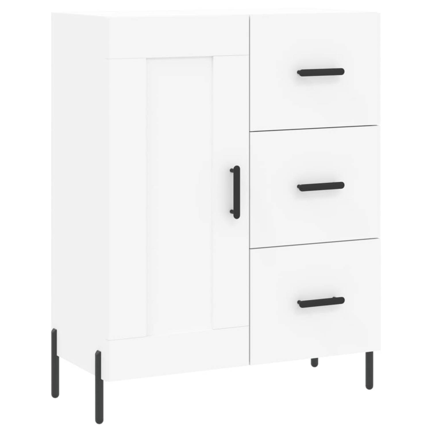 The Living Store Dressoir 69-5x34x90 cm bewerkt hout wit - Keukenkast