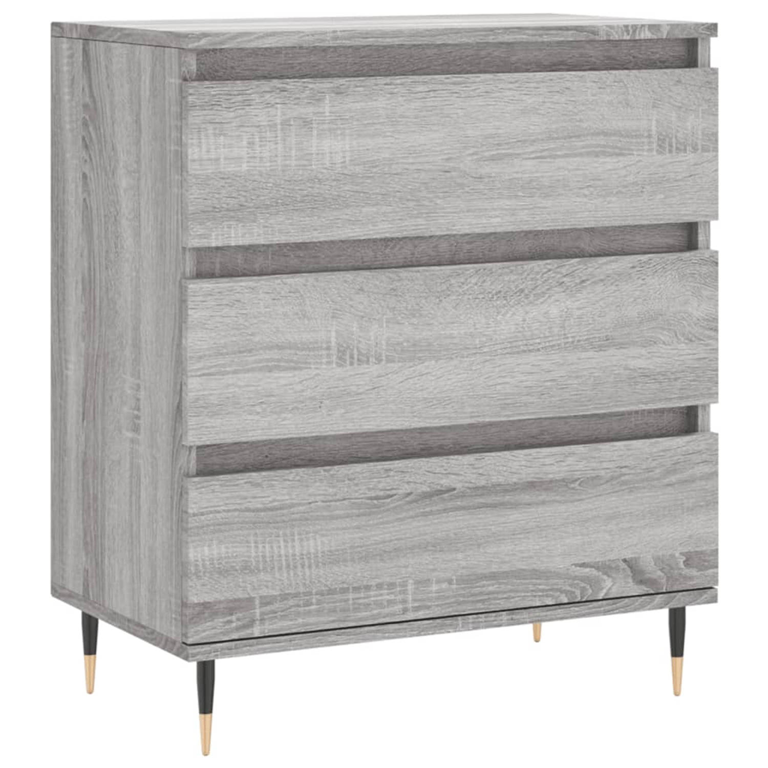 The Living Store Dressoir 60x30x75 cm bewerkt hout grijs sonoma eikenkleurig - Keukenkast