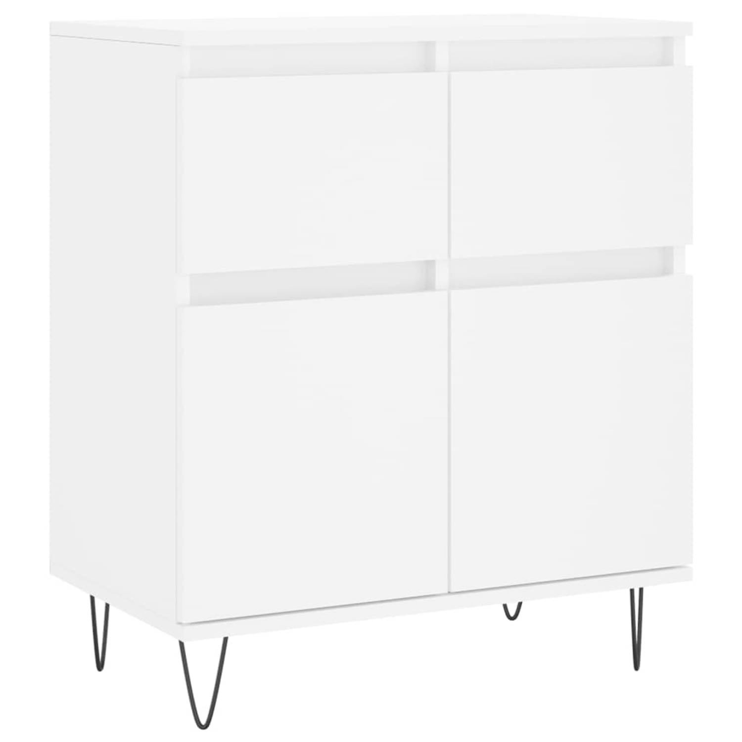 The Living Store Dressoir Wit - Buffetkast 60x35x70cm - Duurzaam Bewerkt Hout en IJzer