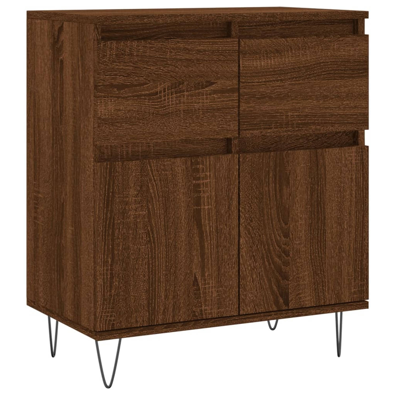 The Living Store Dressoir 60x35x70 cm bewerkt hout bruineikenkleurig - Keukenkast