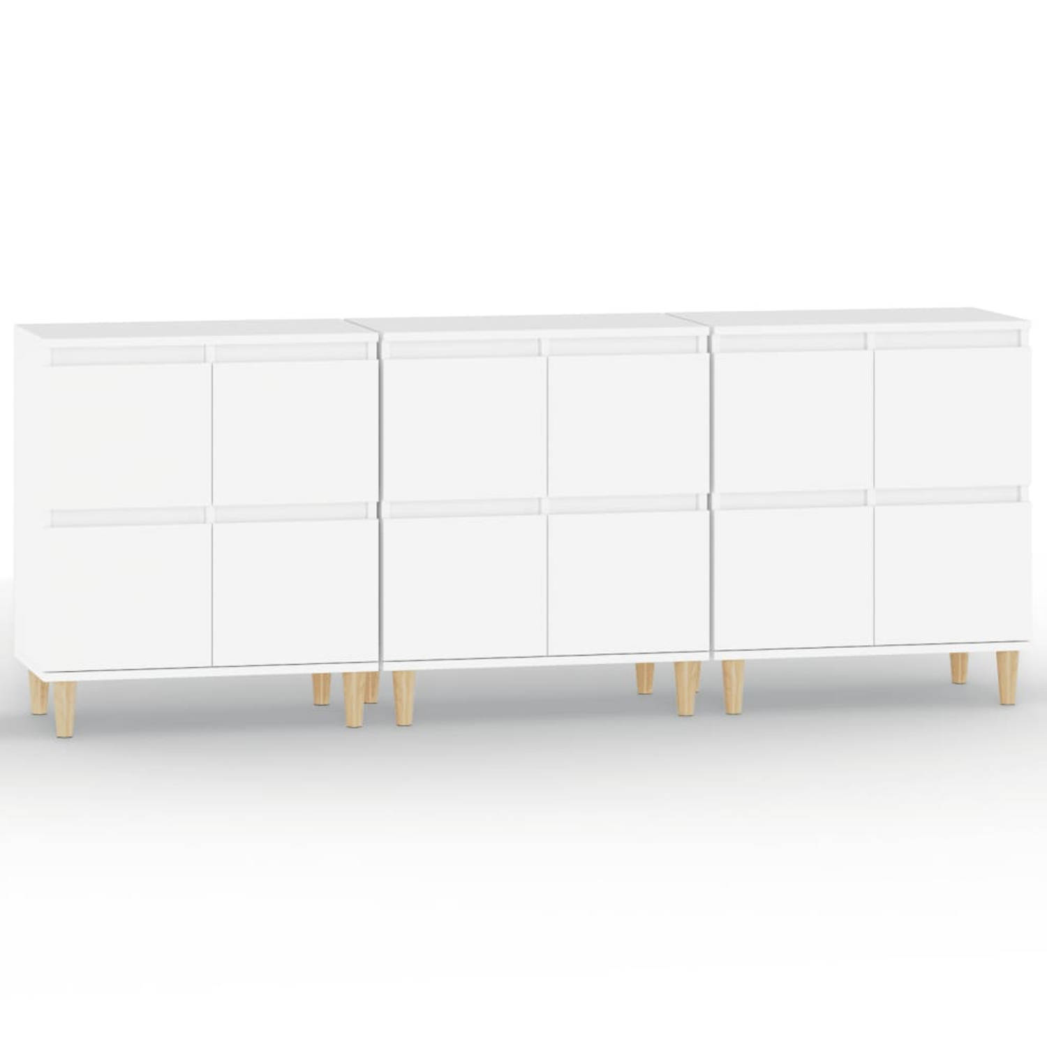 The Living Store Dressoir Classic White - 60 x 35 x 70 cm - Bewerkt hout en eucalyptushout