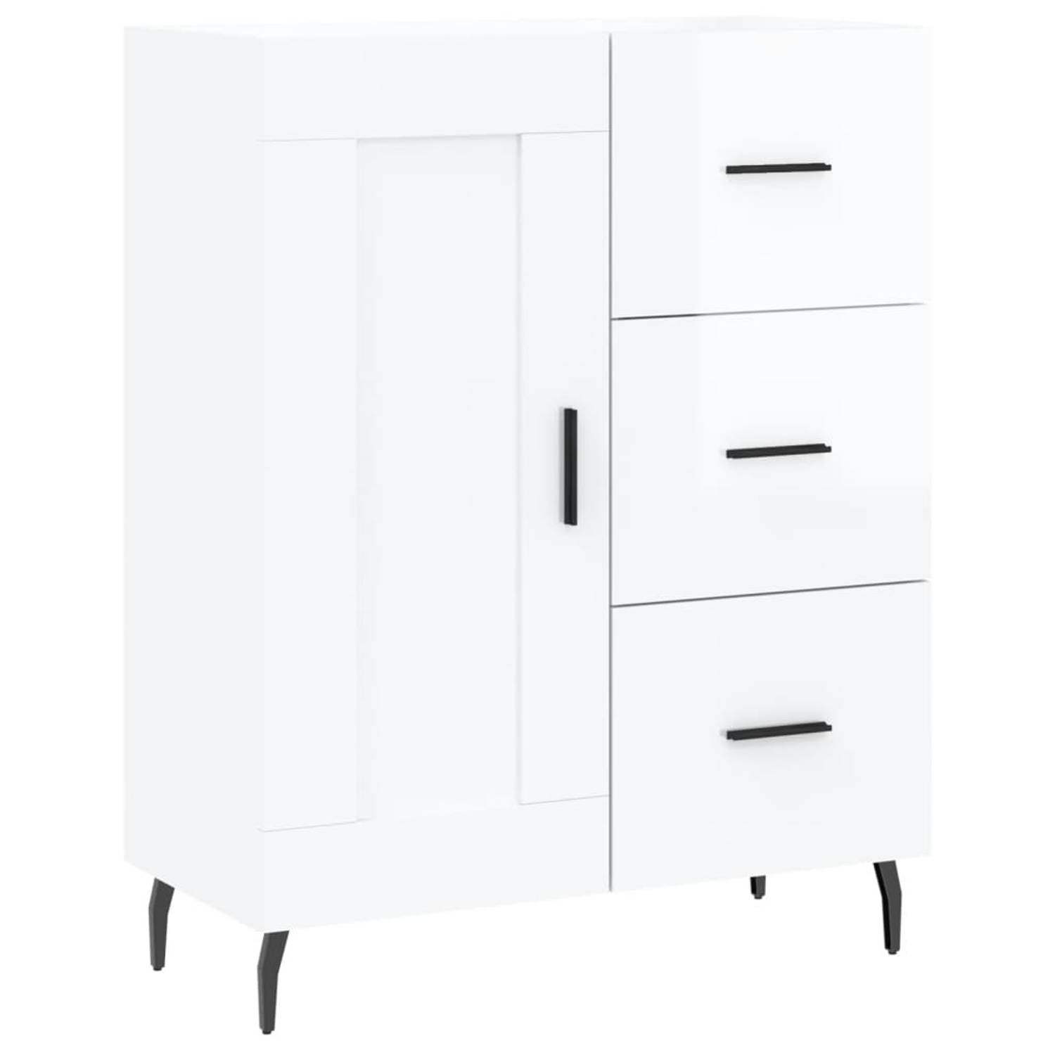 The Living Store Dressoir - Hoogglans wit - 69.5 x 34 x 90 cm - Duurzaam materiaal