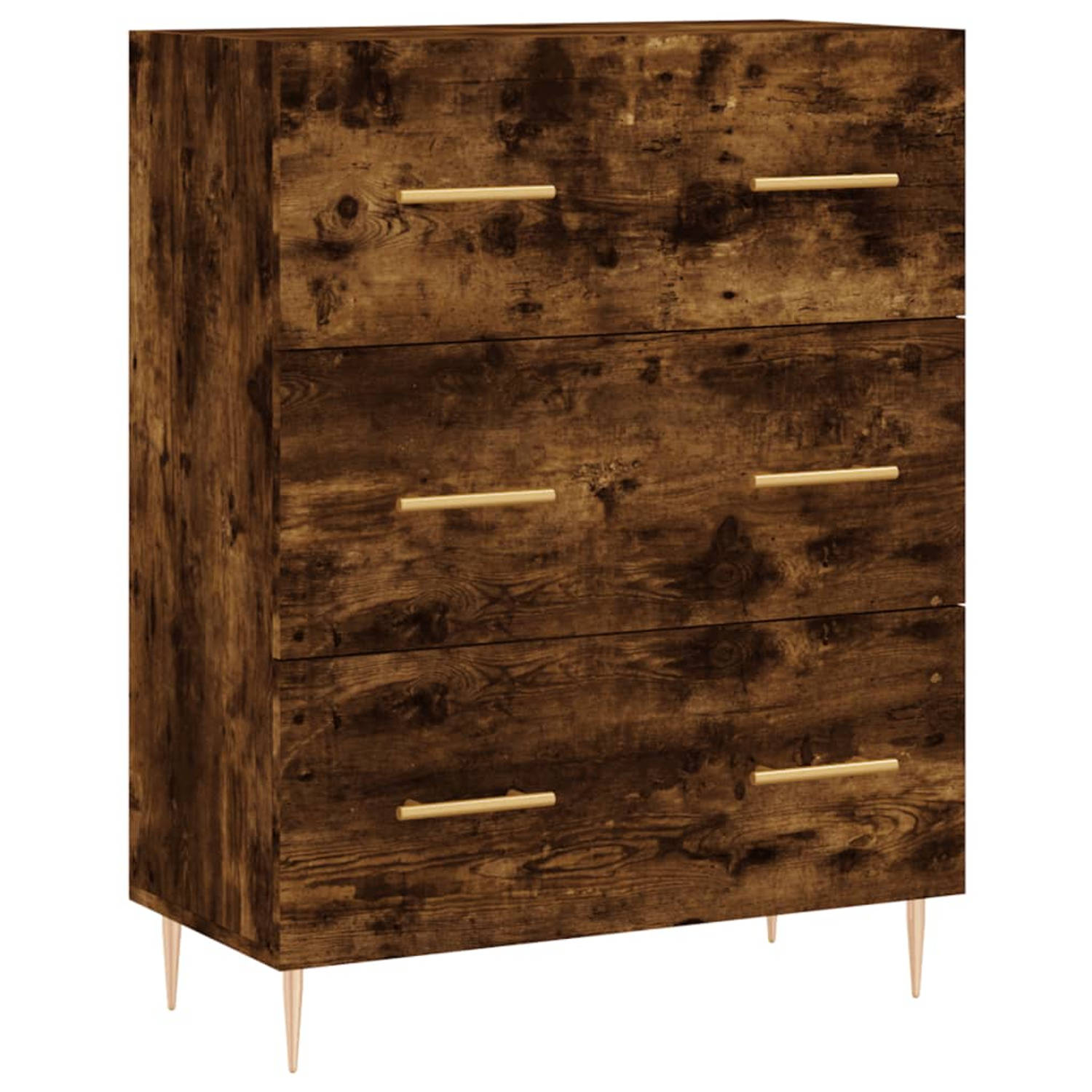 The Living Store Dressoir Gerookt Eiken 69.5 x 34 x 90 cm Stevig Hout Metalen Pootjes