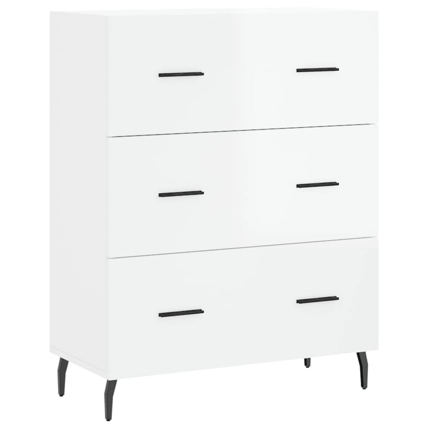 The Living Store Dressoir Klassiek - Hoogglans wit - 69.5 x 34 x 90 cm (B x D x H)