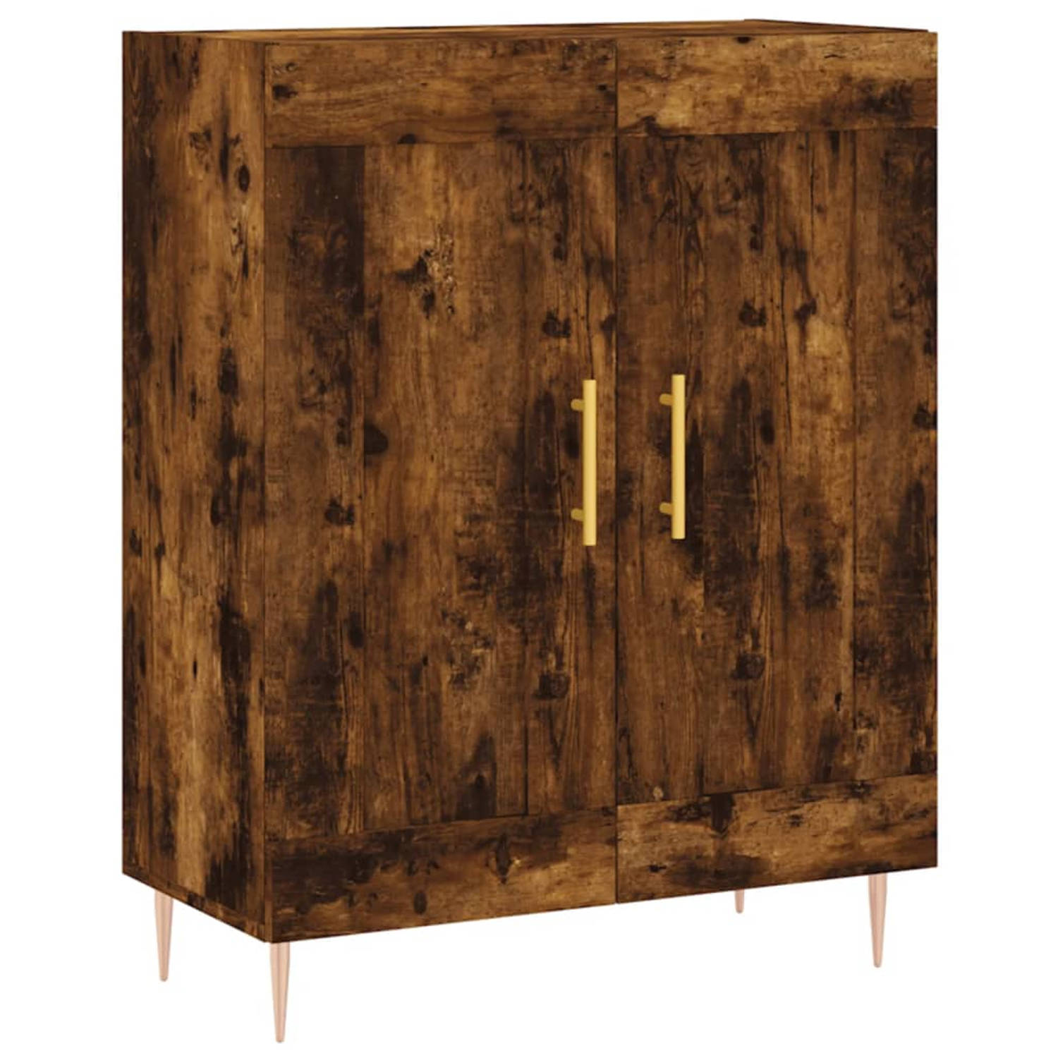 The Living Store Dressoir Retro - Gerookt Eiken - 69.5 x 34 x 90 cm