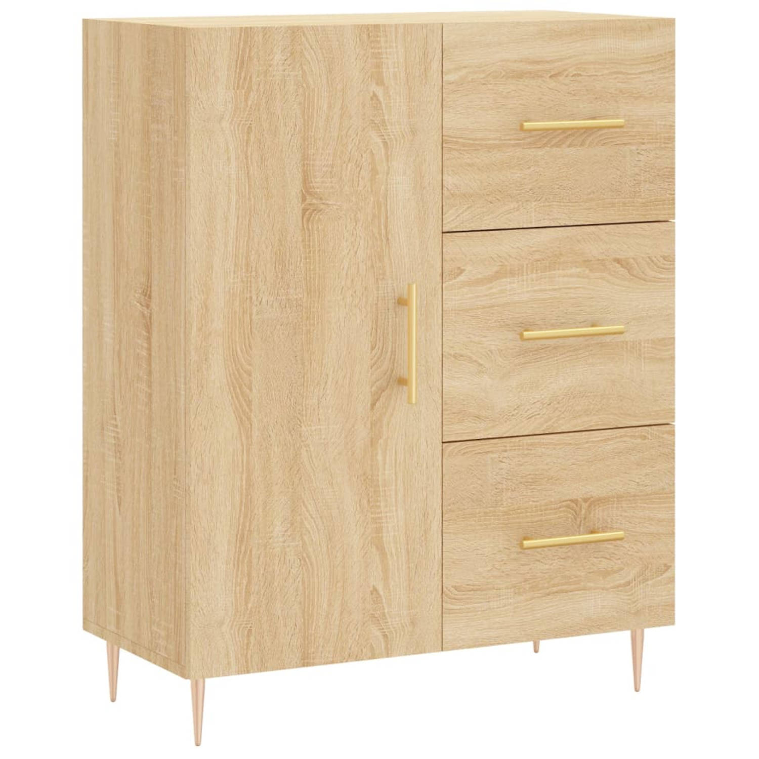 The Living Store Dressoir 69-5x34x90 cm bewerkt hout sonoma eikenkleurig - Keukenkast