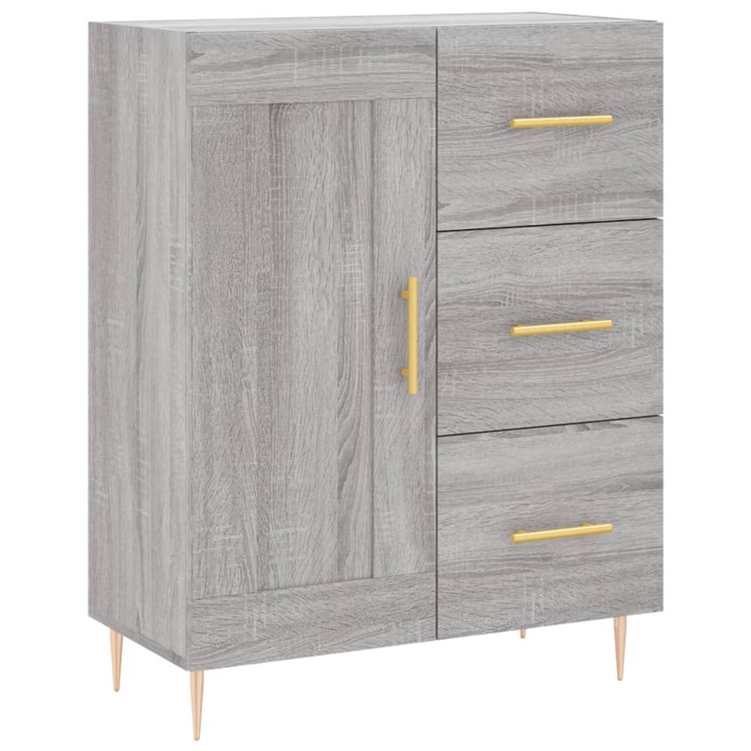 The Living Store Dressoir 69-5x34x90 cm bewerkt hout grijs sonoma eikenkleurig - Keukenkast