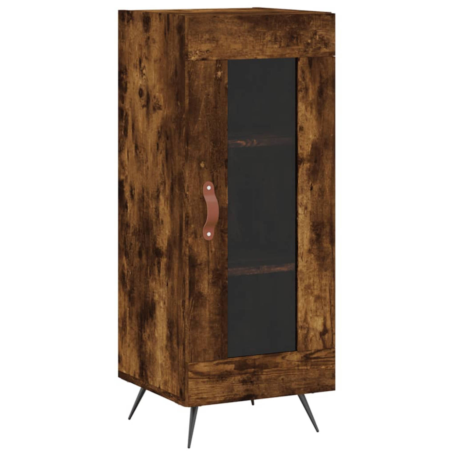 The Living Store Dressoir 34-5x34x90 cm bewerkt hout gerookt eiken - Keukenkast