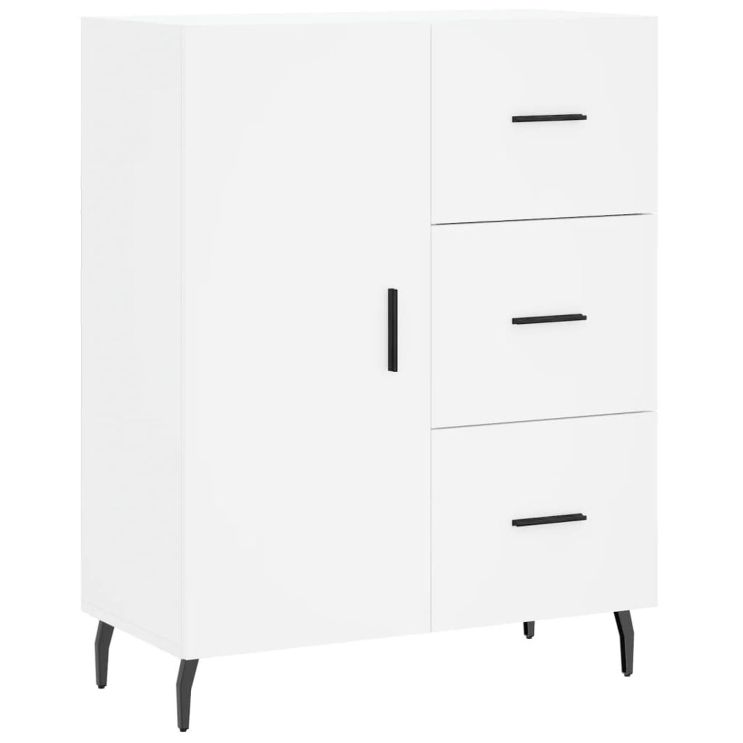 The Living Store Dressoir - Dressoirs - 69.5 x 34 x 90 cm - Wit Hout - Metaal