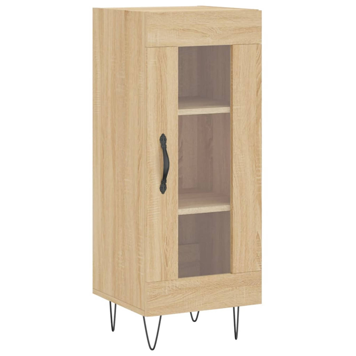 The Living Store Dressoir 34-5x34x90 cm bewerkt hout sonoma eiken - Keukenkast