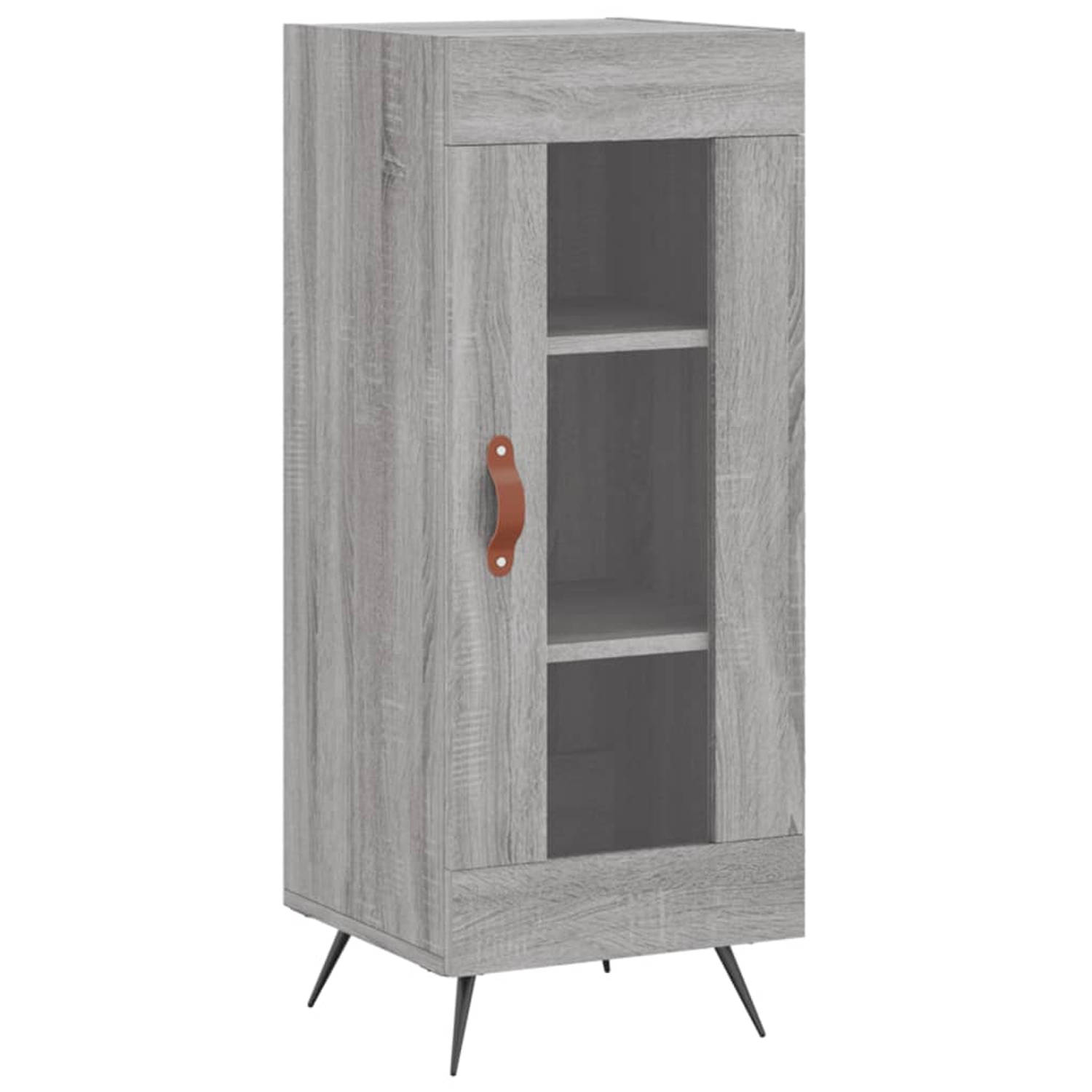 The Living Store Dressoir Classic Grey Sonoma Eiken - 34.5 x 34 x 90 cm - Duurzaam hout en glas