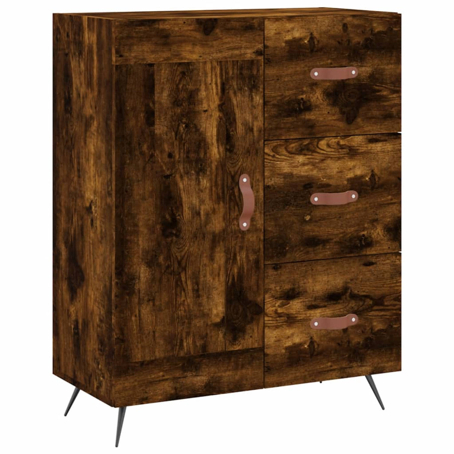 The Living Store Dressoir Avola Smoked Oak 69.5 x 34 x 90 cm Duurzaam hout-metaal Opbergruimte