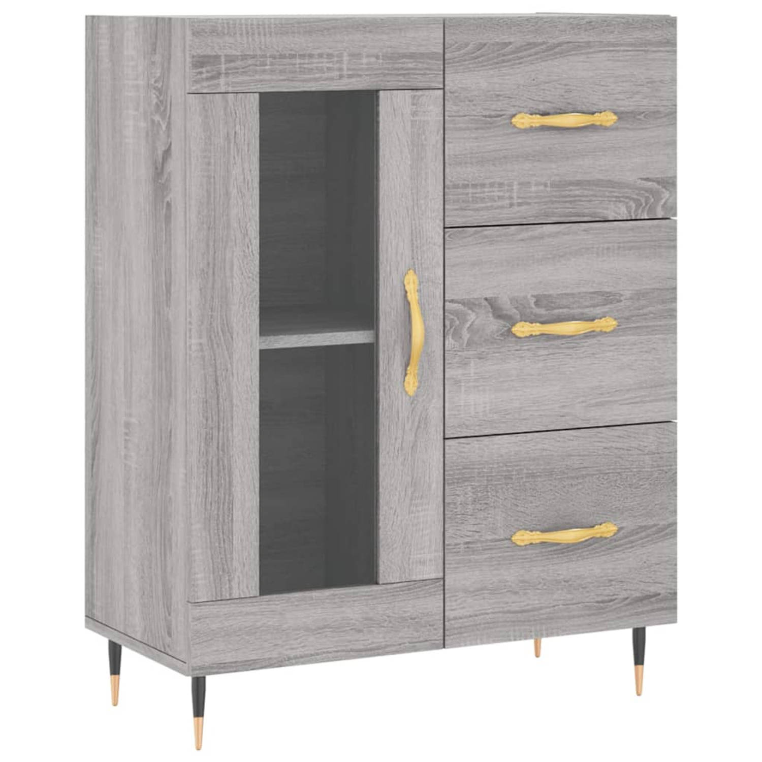 The Living Store Dressoir Classic Gray Sonoma Oak - 69.5x34x90cm - High-Quality Wood Material