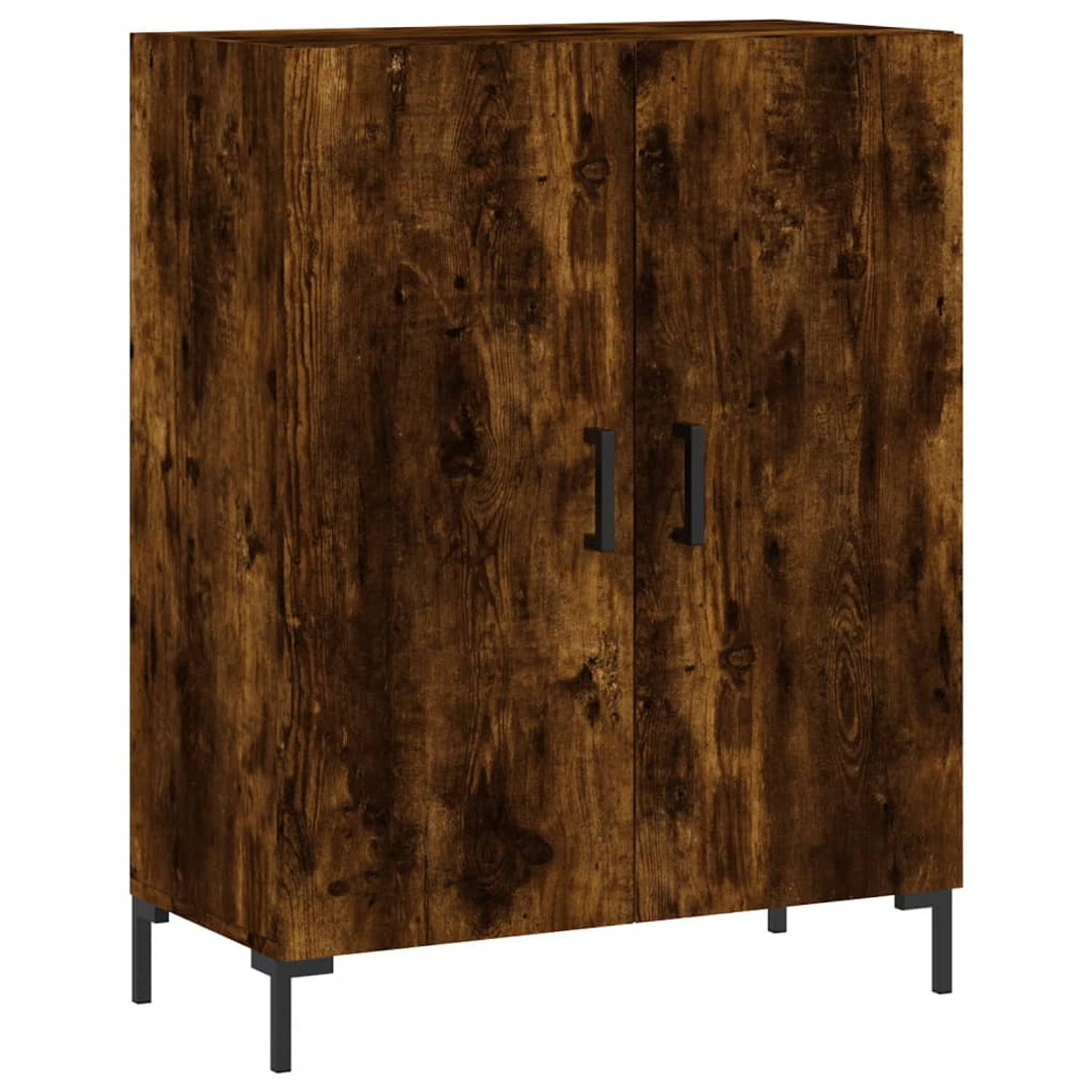 The Living Store Dressoir 69-5x34x90 cm bewerkt hout gerookt eikenkleurig - Keukenkast