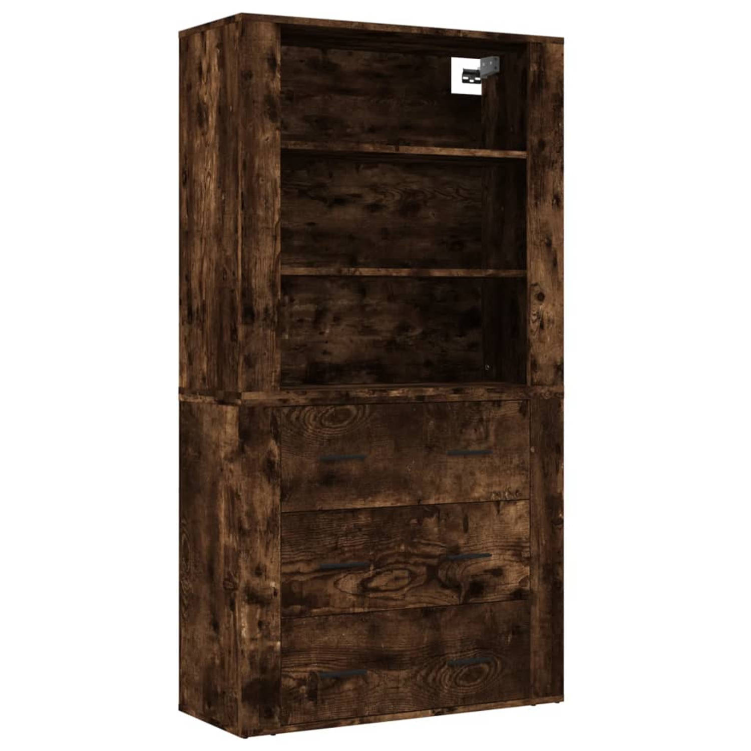 The Living Store Hoge kast - Buffetkast 80x33x70 cm - Gerookt eiken